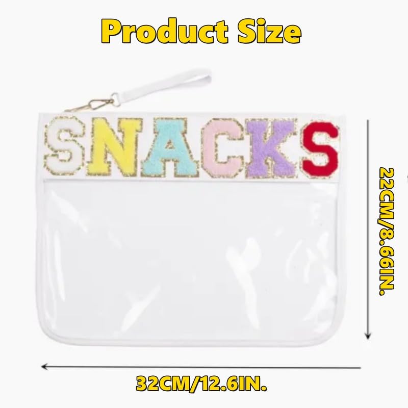 Clear Makeup Bag with Zipper & Handle - Waterproof Travel Cosmetic Organizer for Women | Small Beach Bag, Snack Pouch, Preppy Essentials Carrier | Perfect for Travel, Gym, Pool & Outdoor Activities (White)