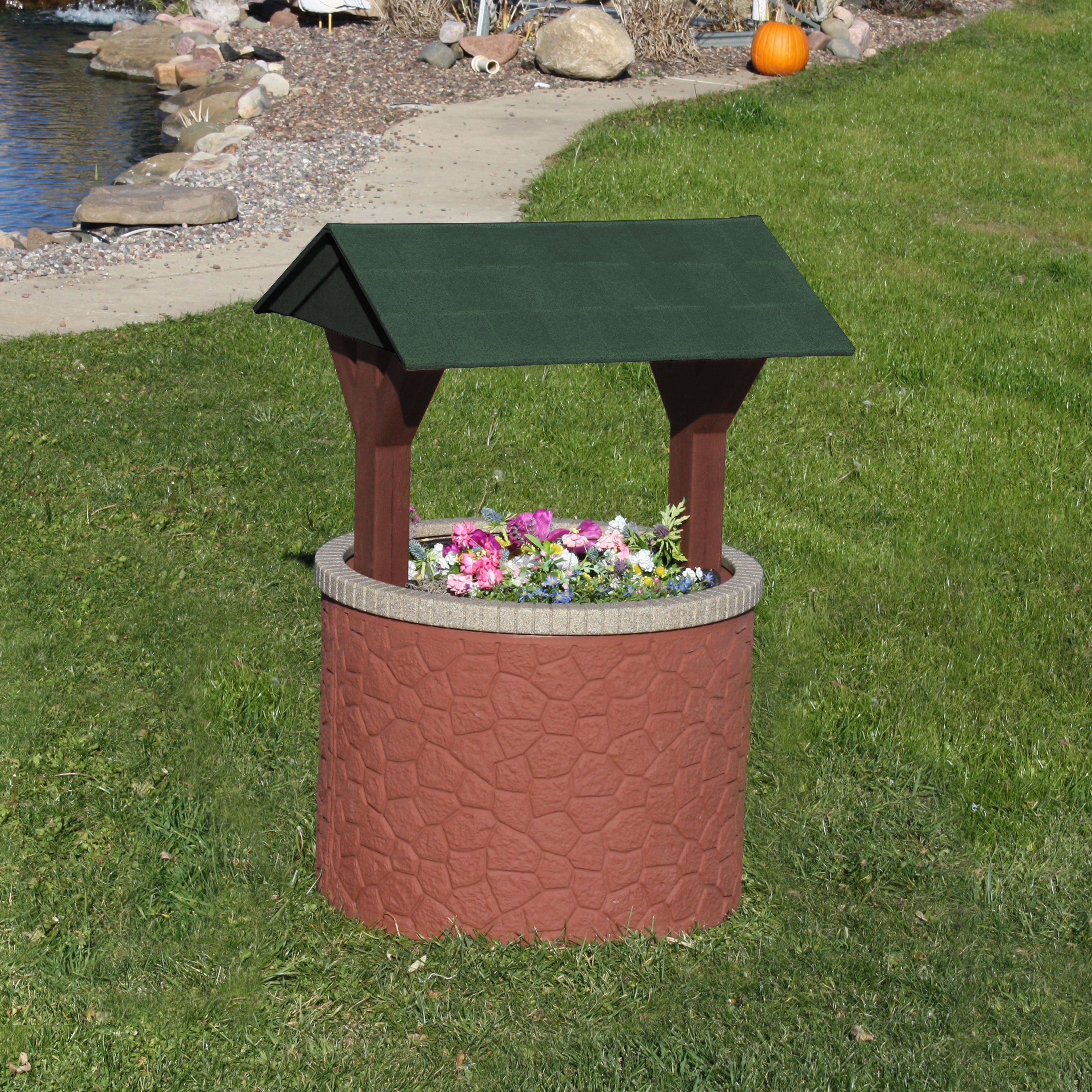 Durable Wishing Well Planter Cover with Base and Roof - Decorative Garden Tank Top for Septic System - Perfect for Outdoor Landscaping, Yard Decor, and Garden Accents