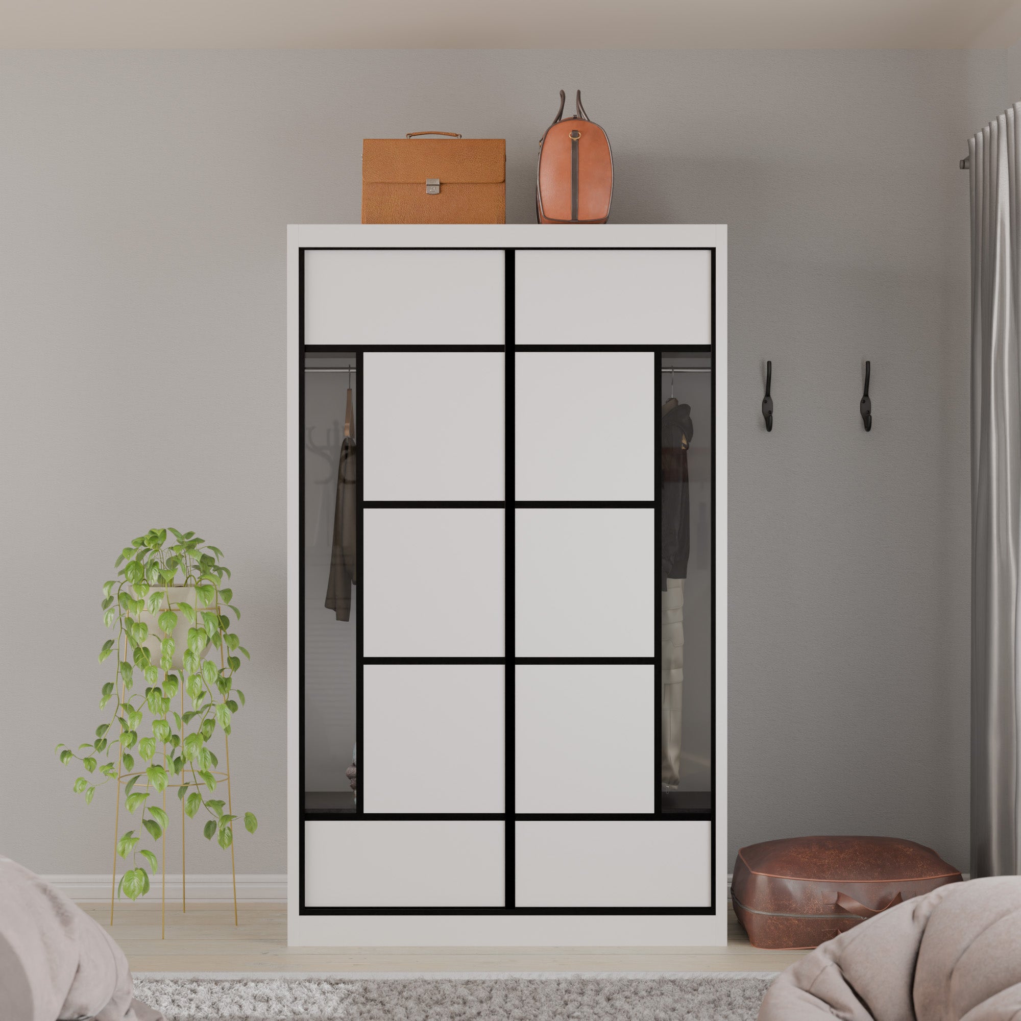 Josie Modular Wardrobe W07 - Customizable Closet Organizer System with Adjustable Shelves & Hanging Rods | Perfect for Bedroom, Walk-in Closet & Apartment Storage Solutions