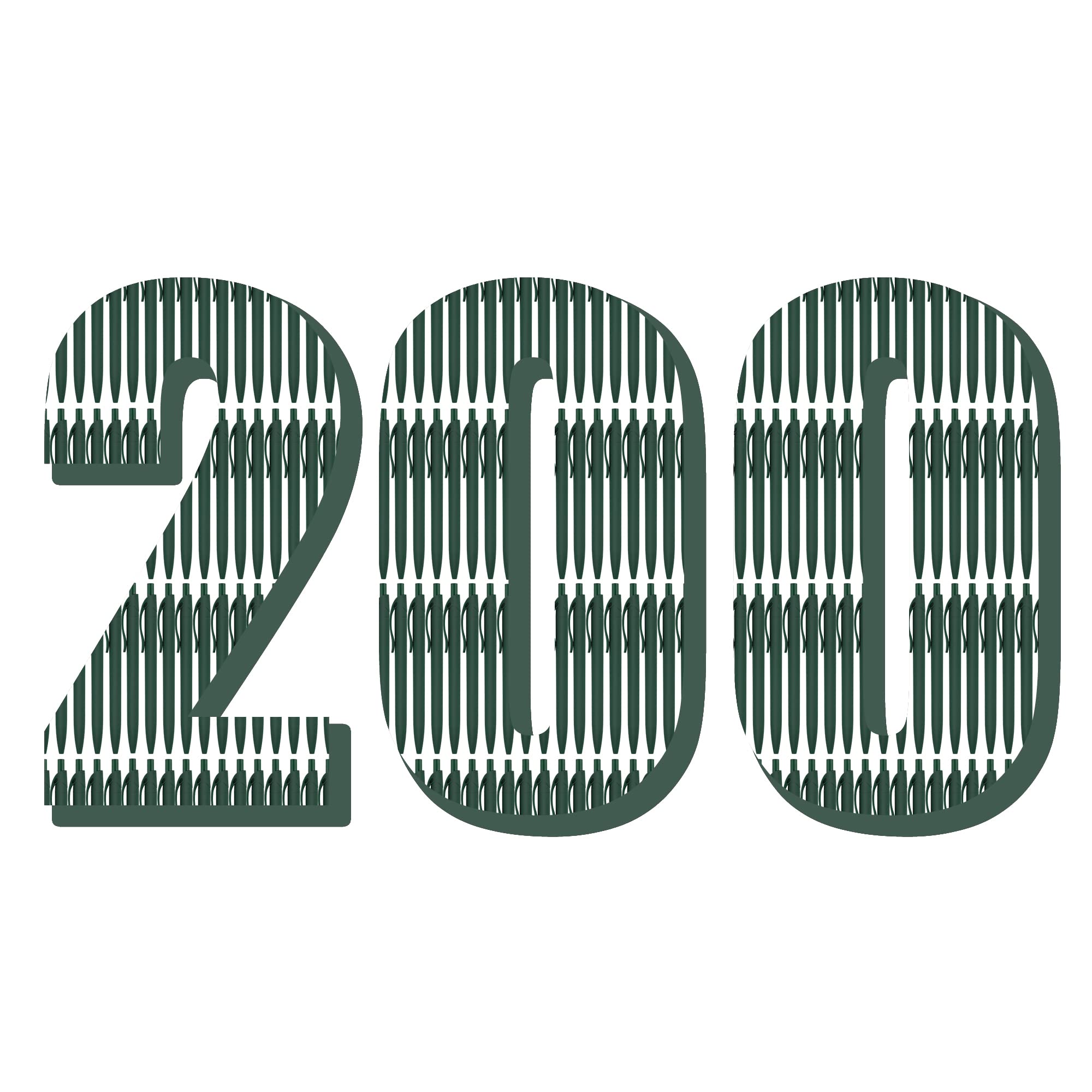 Deegtran 200 Pack No Bleed Green Barrel Click Pens - Bulk Retractable Ballpoint Pens with 1.0MM Medium Point Smooth Black Ink - Perfect for Office, School, Business & Everyday Writing Needs
