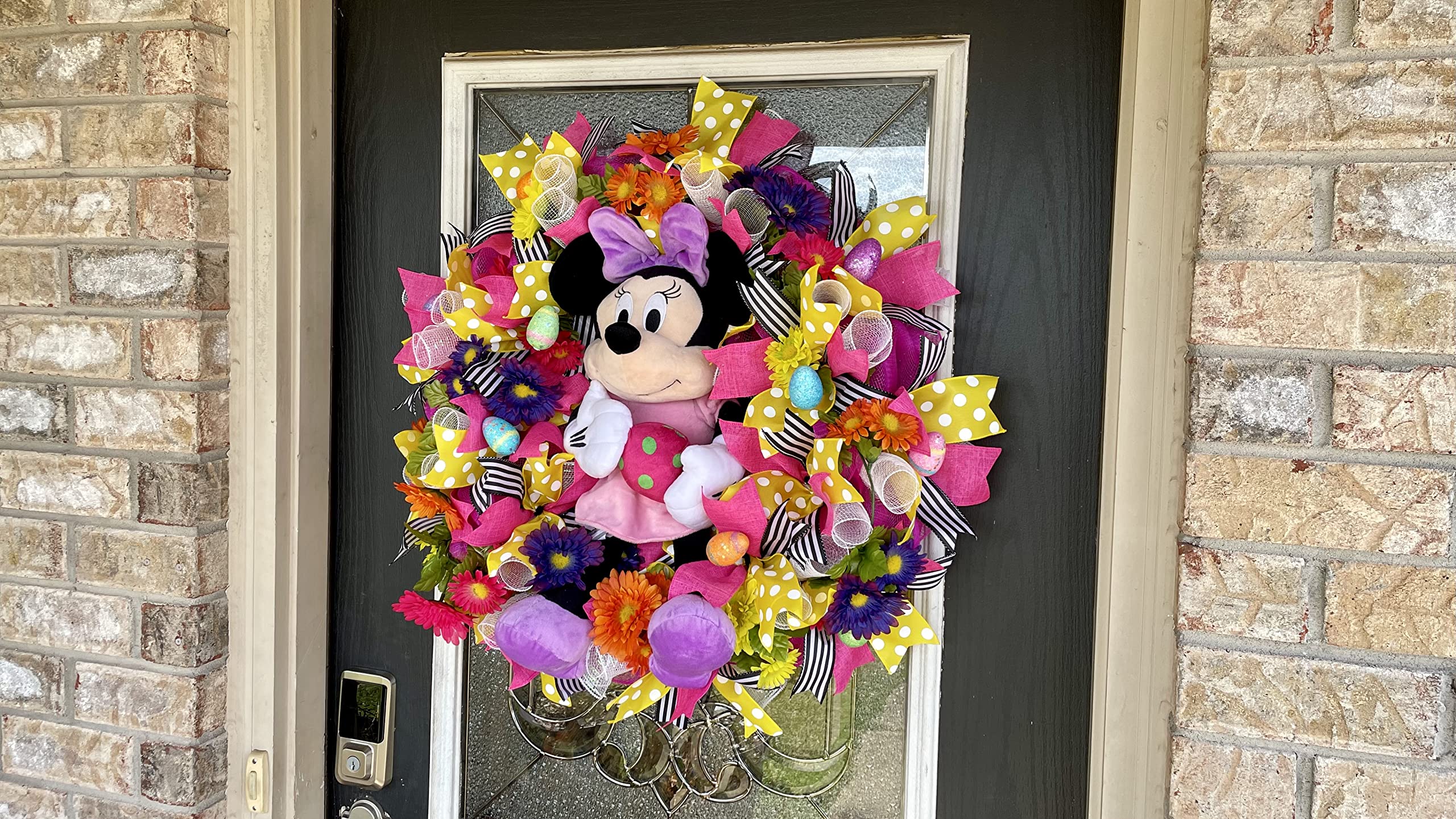 XL Plush Girl Mouse Easter Egg Wreath - Front Door Deco Mesh Wreath for Porch, Patio & Home Decor | Perfect for Easter Party Decorations, Bunny Egg Hunt & Spring Celebrations