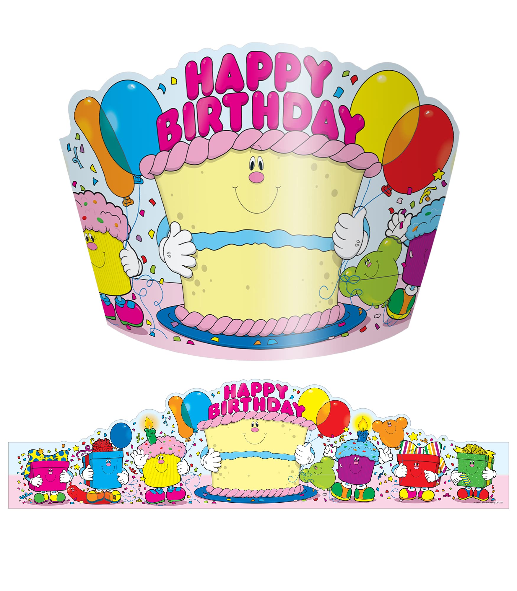 Adjustable Colorful Birthday Crowns Set - 30pcs Happy Birthday Party Hats with Cake & Balloons Design, One Size Fits Most for Classroom Celebrations, Kids Parties & Birthday Decorations