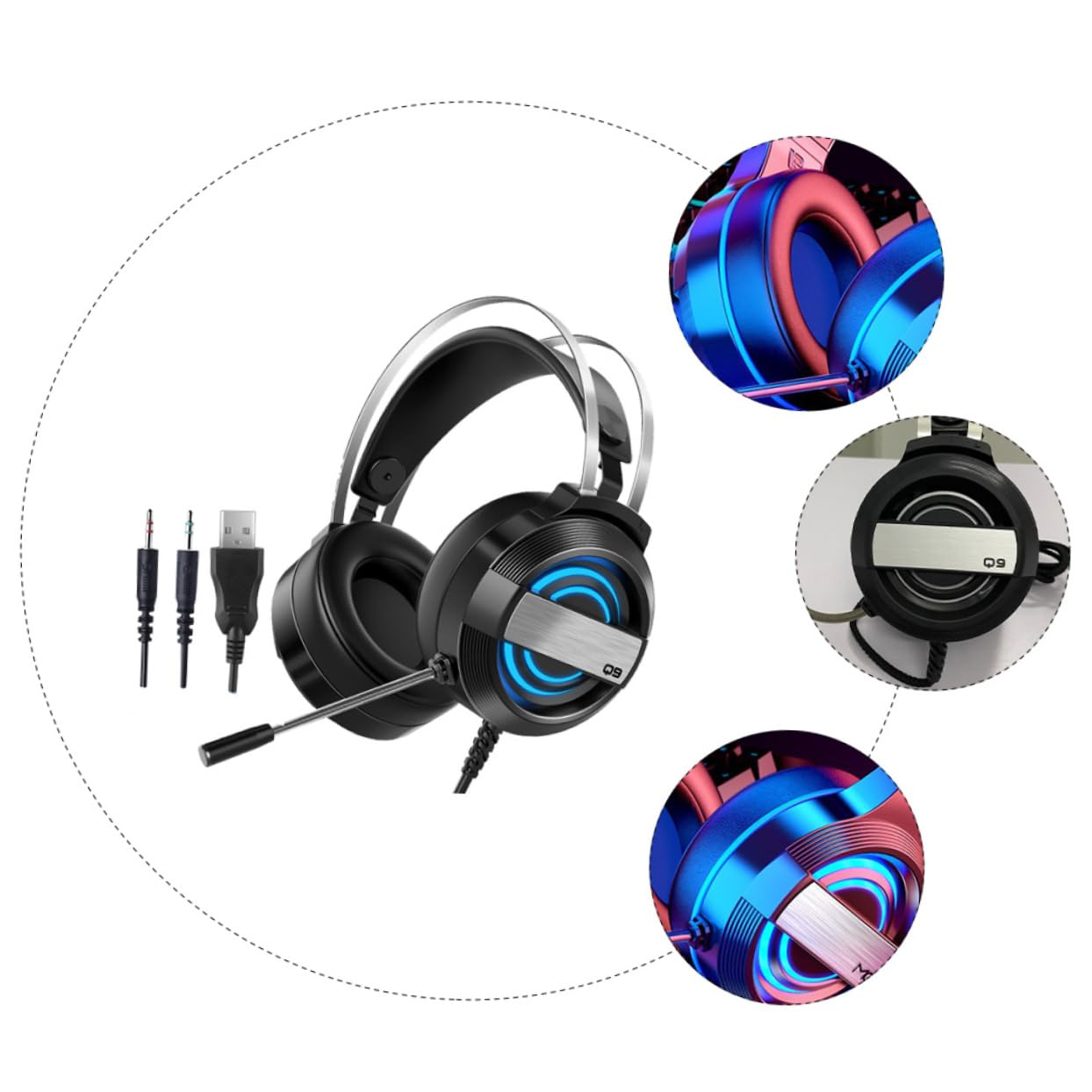BESTonZON Professional Wired Gaming Headset with Noise Cancellation - Durable Over-Ear Headphones for PC, PS4, Xbox - Perfect for Competitive Gaming, Streaming & Online Meetings