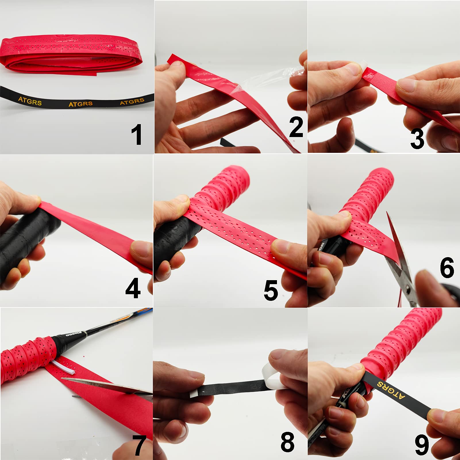 Tennis Grip Tacky Anti-Slip Overgrip Tape with Damping Ridges - 3 Pack Red for Tennis, Badminton, Pickleball Racket Handle - Perfect for Enhanced Control and Comfort in Competitive Play