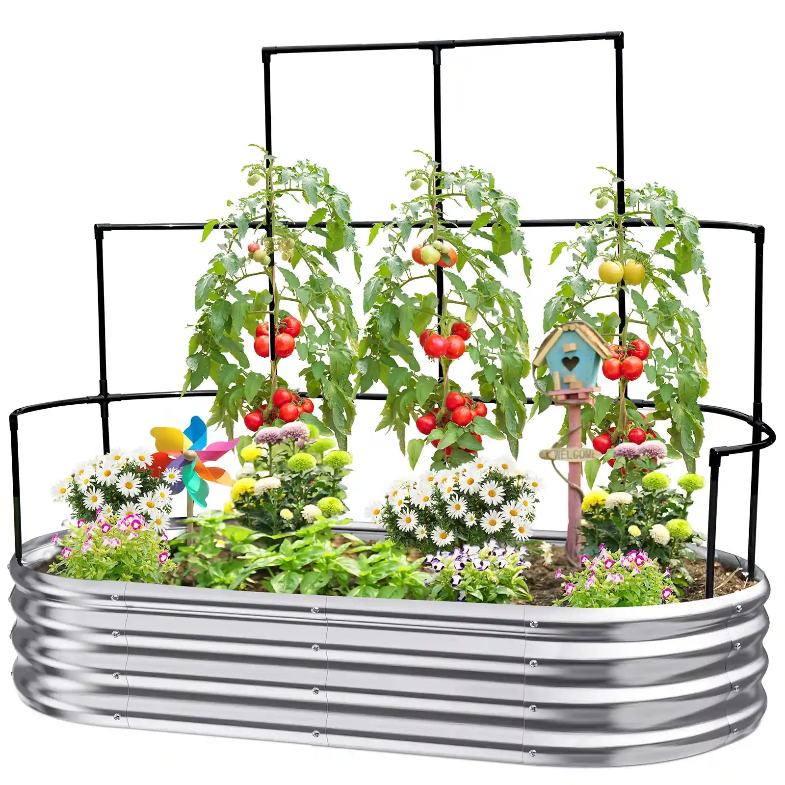 Elevated Raised Garden Bed with Wall Trellis - Perfect for Small Spaces, Urban Gardening & Vertical Planting - Ideal for Vegetables, Flowers & Herbs in Backyards, Patios & Balconies