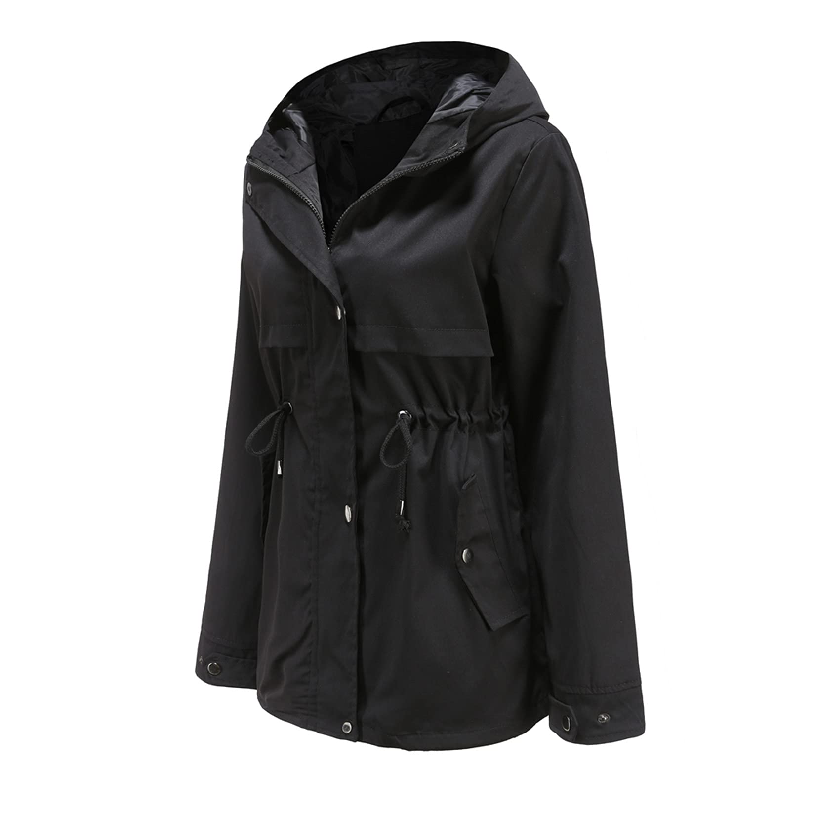 DOSLAVIDA Women's Lightweight Waterproof Rain Jacket with Hood - Windproof Trench Coat for Outdoor Hiking, Camping & Travel - Breathable Raincoat for Running, Commuting & Daily Use