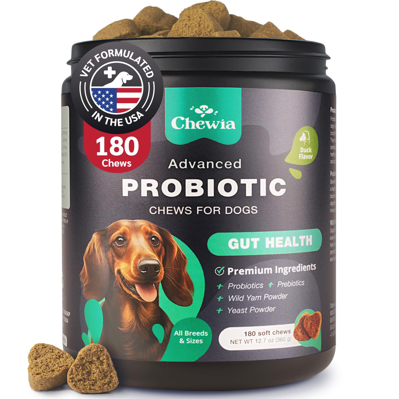Best Probiotics for Dogs - Digestive Health & Immune Support - Gut Health Dog Supplements with Digestive Enzymes - Allergy Relief & Skin Coat Care - Perfect for Seasonal Allergies, Sensitive Stomachs & Daily Wellness