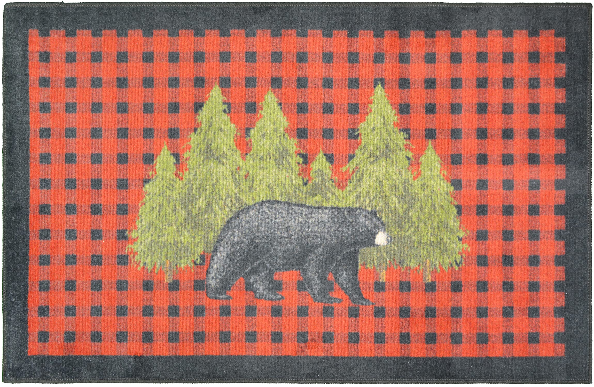 Mayberry Rug Pine Bear Accent Rug 30x46 Inches - Soft Non-Slip Red Area Rug for Living Room, Bedroom, Nursery Decor