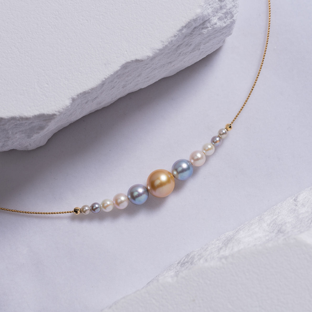 18K Gold South Sea & Akoya Pearl Necklace KN00128 | HARMONY - Elegant Pearl Jewelry for Weddings, Anniversaries & Special Occasions