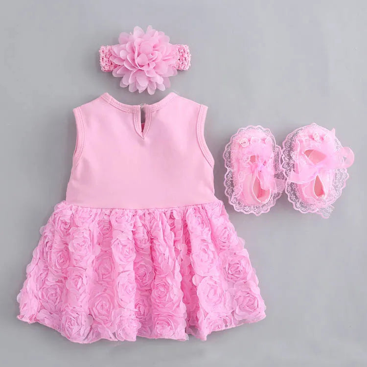 Baby Girls Summer Dress for Newborn & 1-2 Years Old - Wedding, Birthday Party & Christening Outfit with Headband | Perfect for Special Occasions & Photo Shoots