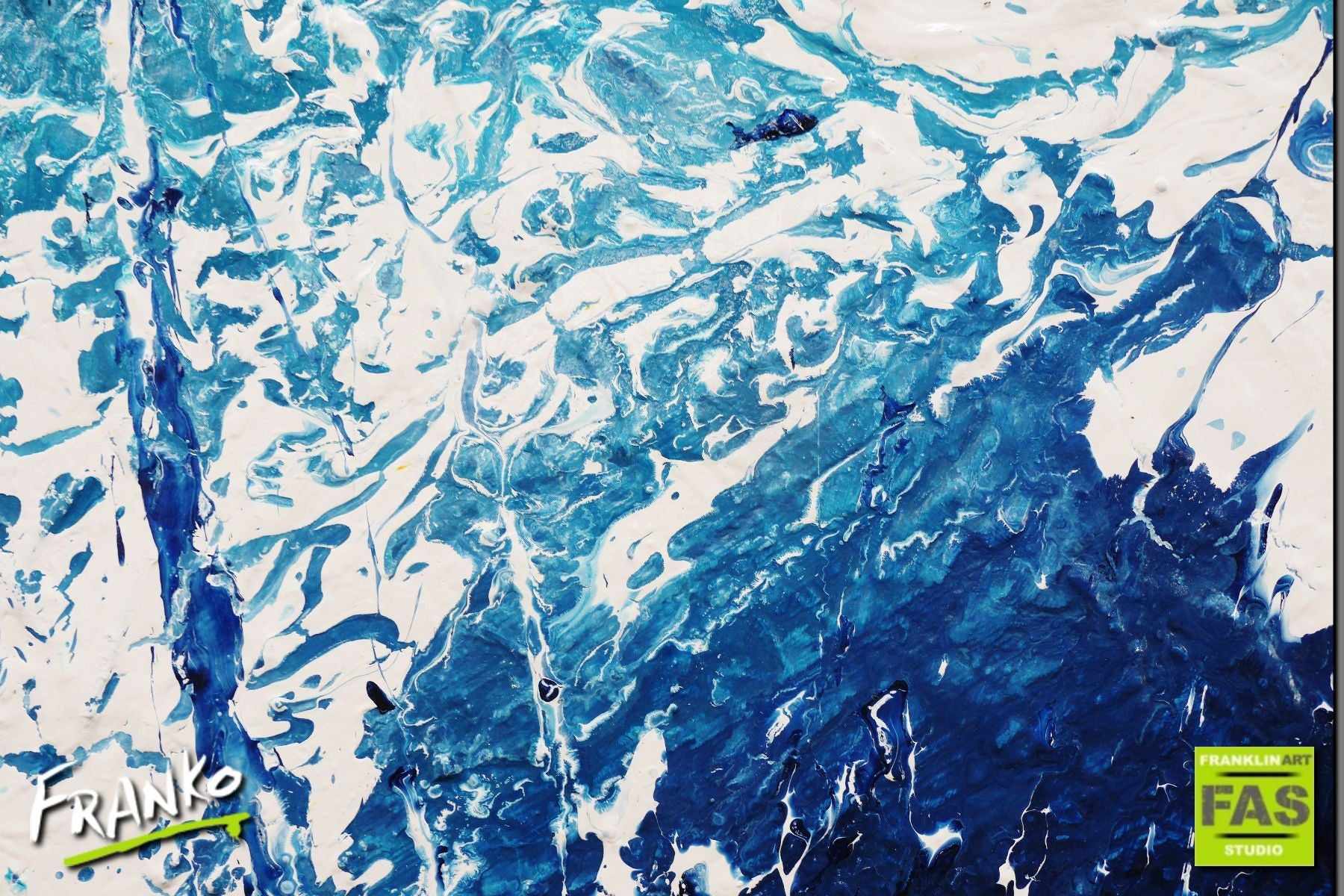 140cm x 100cm Blue Abstract Ocean Painting - Modern Wall Art for Living Room, Bedroom & Office Decor