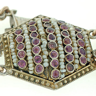 Hungarian Sterling Silver Pink Sapphire & Pearl Bracelet for Women | Elegant Handmade Jewelry Gift for Birthday, Anniversary & Special Occasions