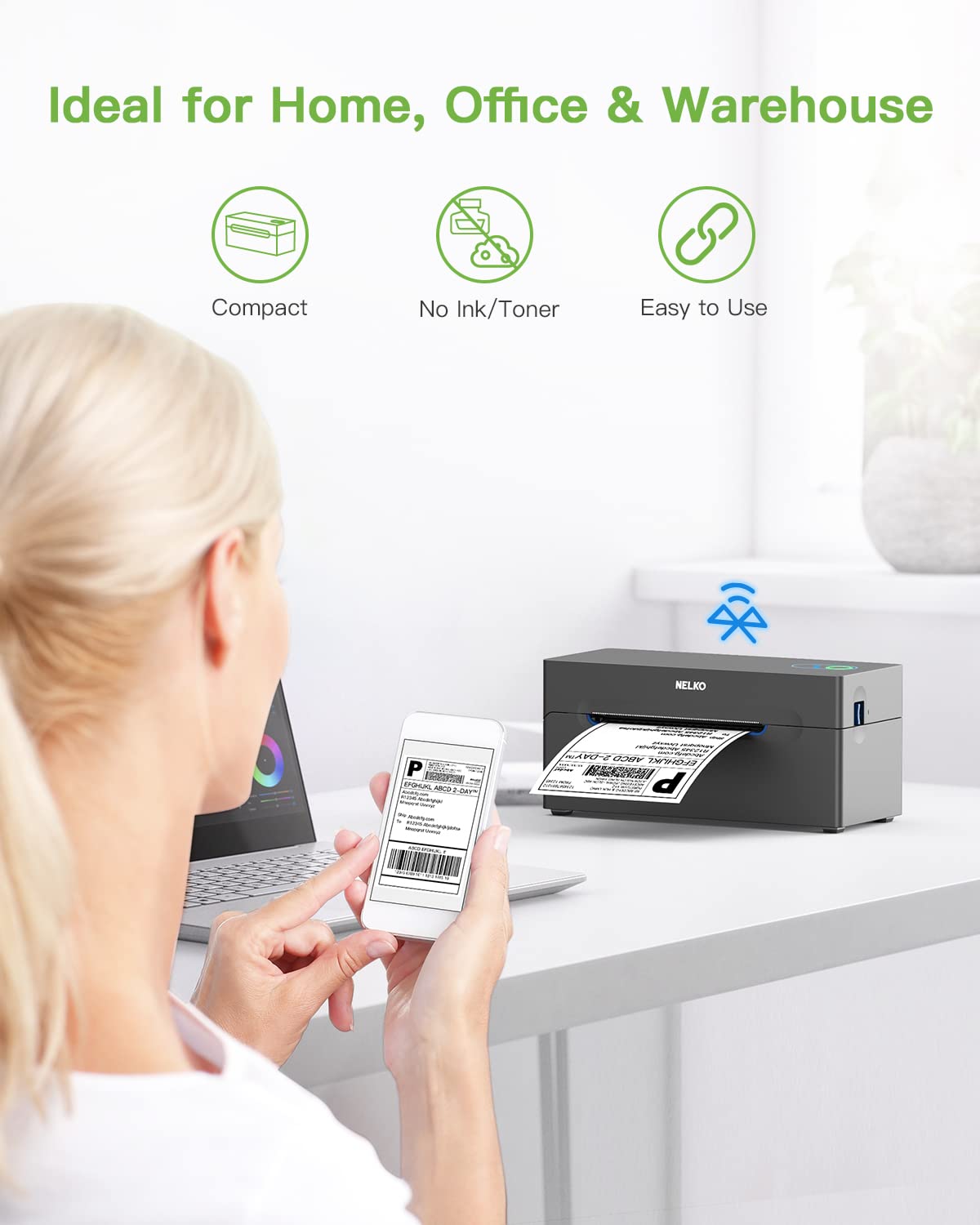 Nelko Label Printer - High-Quality Thermal Label Maker for Shipping, Packaging & Barcodes | Perfect for Ecommerce, Warehouses & Small Businesses