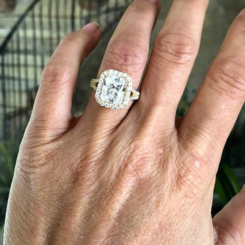 4.5ctw 10x8mm Radiant Cut Moissanite Engagement Ring in 14K Yellow Gold - AEAW Fine Jewelry for Women | Wedding, Proposal, Anniversary Gift Idea