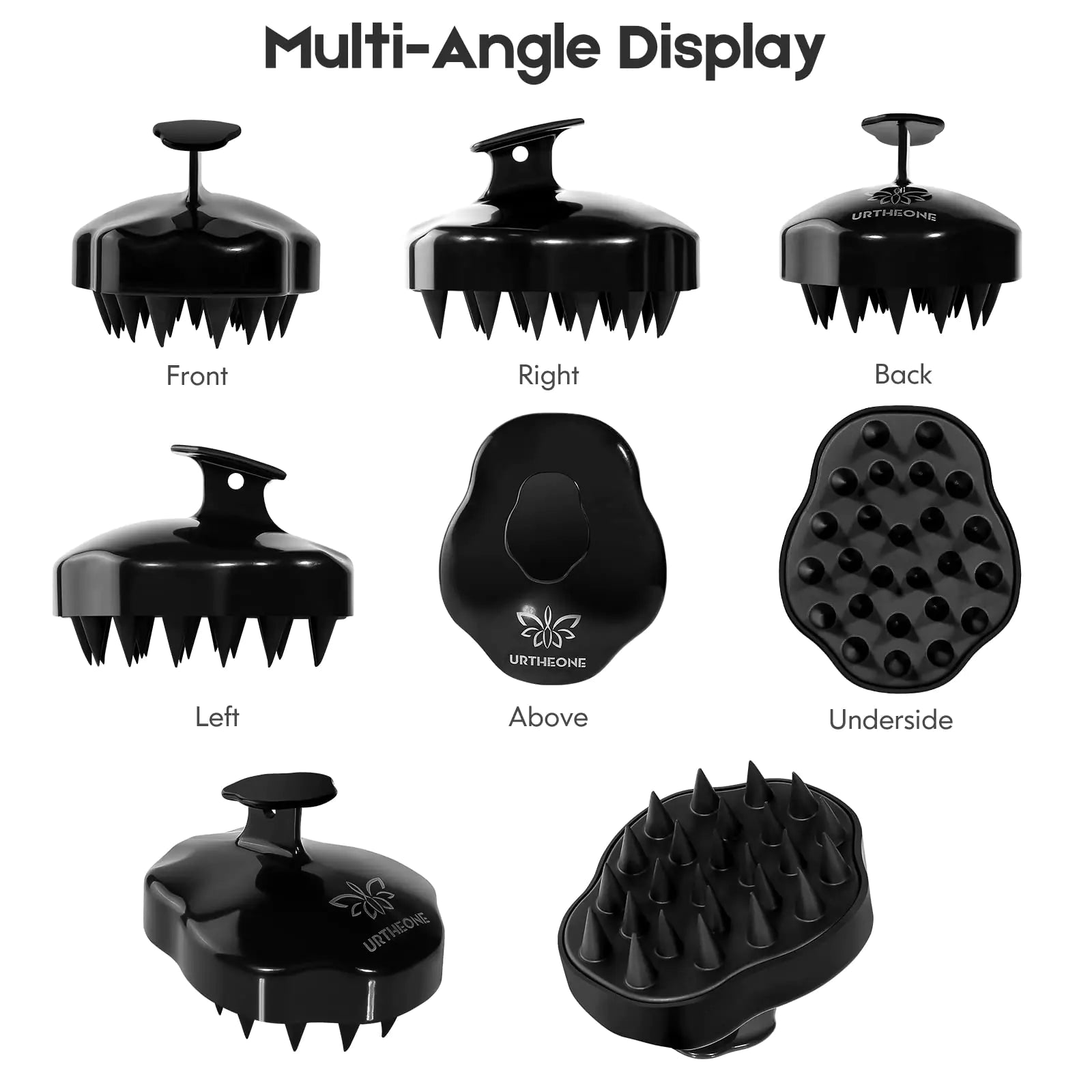 Silicone Scalp Massager Brush for Hair Growth & Dandruff Relief - Black Hair Care Scrubber for Shower & Head Spa Relaxation