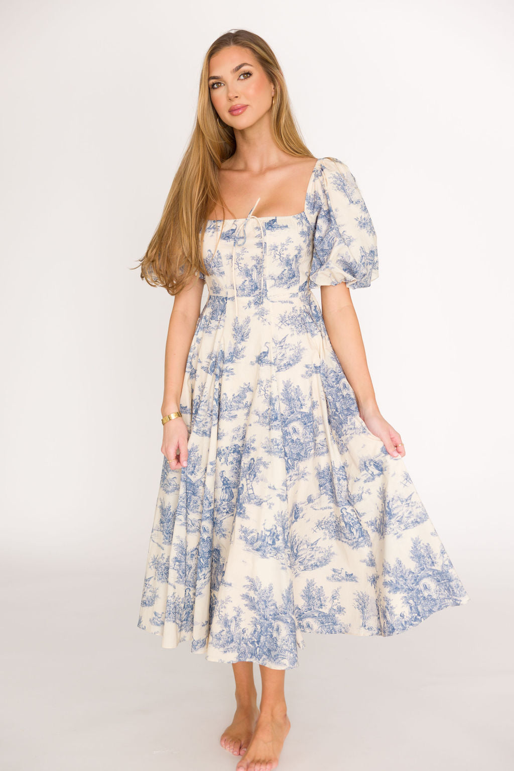 Mary Elizabeth Midi Dress - Flowy Blue Summer Dress for Women | Perfect for Beach Vacations, Date Nights & Casual Outings