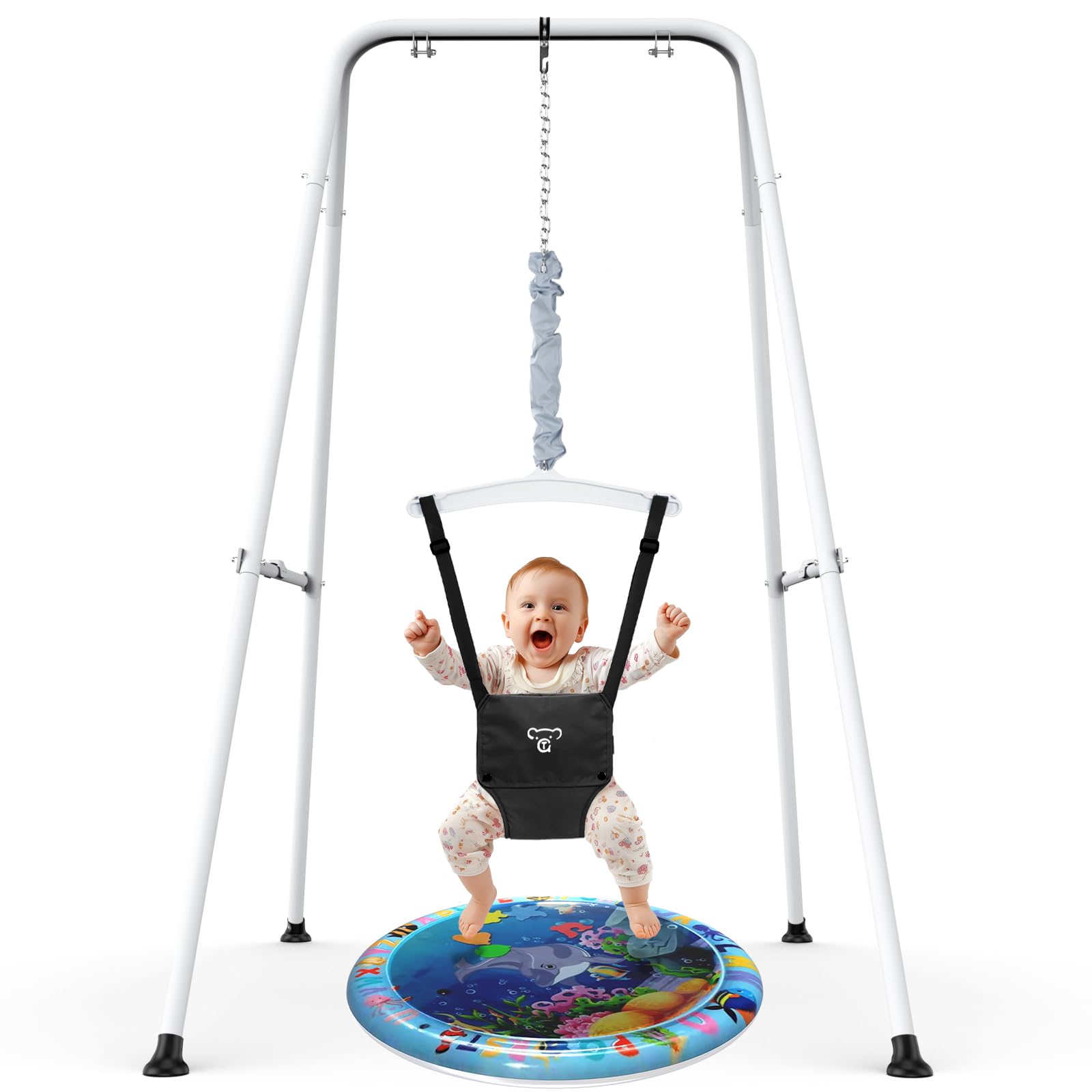GTALECO Baby Jumper with Stand - Adjustable Baby Bouncer & Exerciser for Active Infants 6-12 Months | Easy Setup Indoor/Outdoor Activity Jumper with Included Water Mat | Perfect for Playtime, Exercise & Developmental Milestones