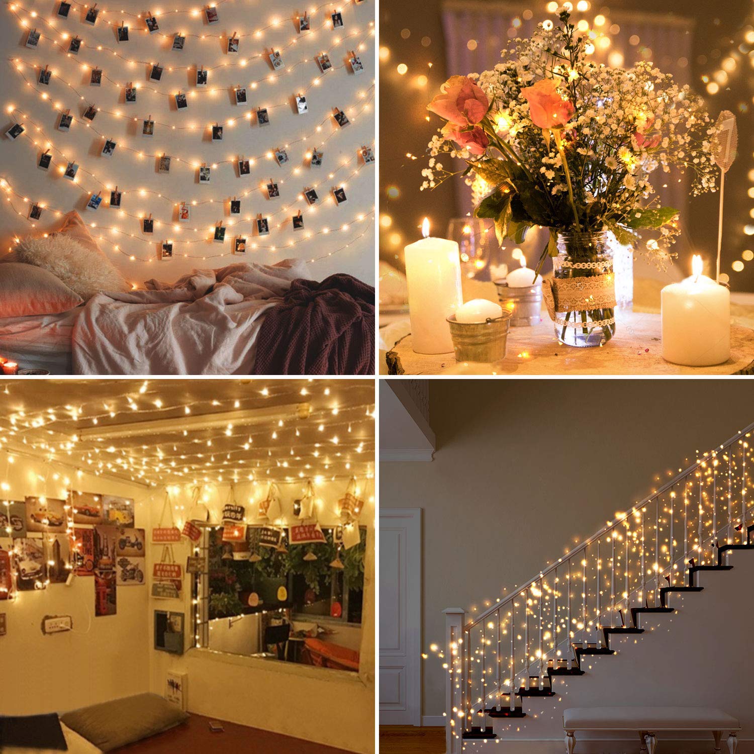 100LED USB Fairy Lights - 33ft Waterproof Twinkle String Lights with 8 Lighting Modes for Bedroom, Wedding, Party, Home, Patio, Lawn & Garden Decor | Indoor & Outdoor Decorative Lighting for Romantic Ambiance & Holiday Celebrations
