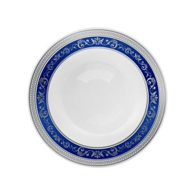 Royal Blue and Silver Round Plastic Plates - Elegant Disposable Dinnerware for Parties, Weddings, and Special Events