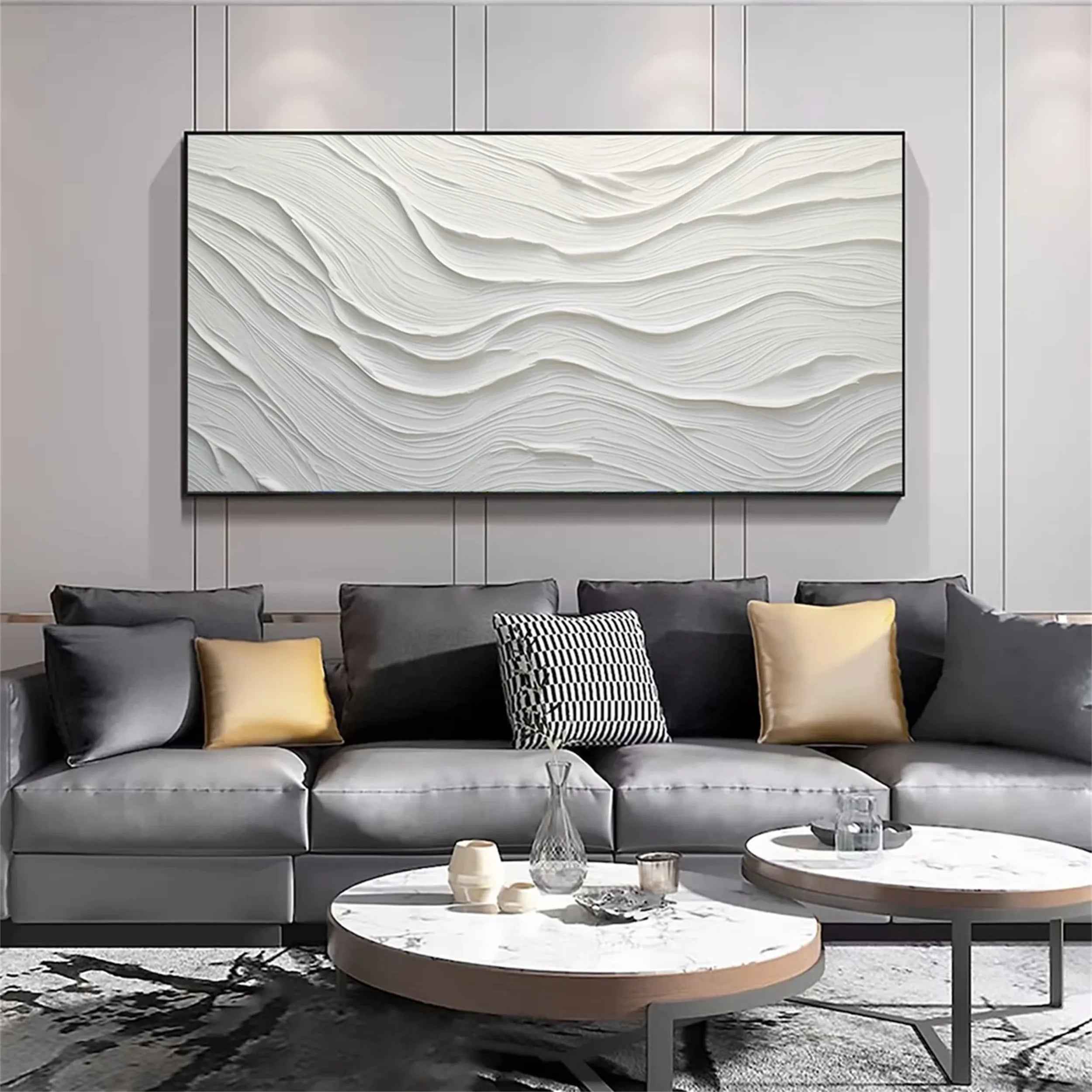 White Minimalist Textured Painting Canvas - Premium Artist Blank Canvas for Acrylic & Oil Painting - Perfect for Home Decor, Office Wall Art & DIY Projects | #MM180