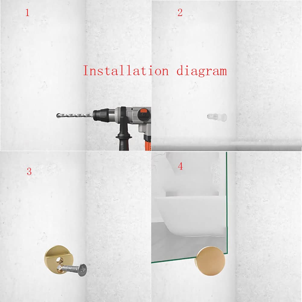 Jinyatu Mirror Clips - 4 Pack Gold Wall Mounted Mirror Brackets for Bathroom & Vanity - Heavy Duty Glass Mirror Holder Clips for Secure Mounting - Perfect for Home, Salon, and Gym Mirrors
