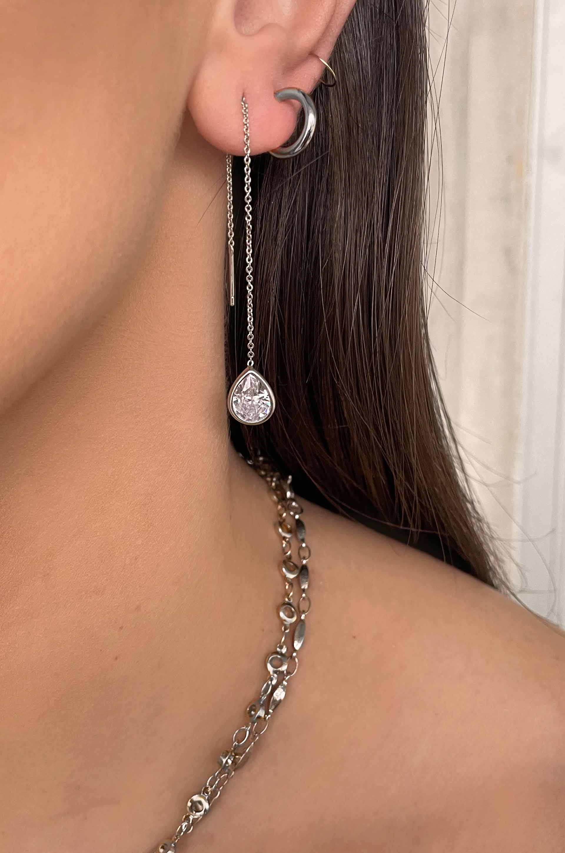 Dainty Chain and Crystal Dangle Earrings for Women - Elegant Minimalist Jewelry for Everyday Wear, Parties & Special Occasions