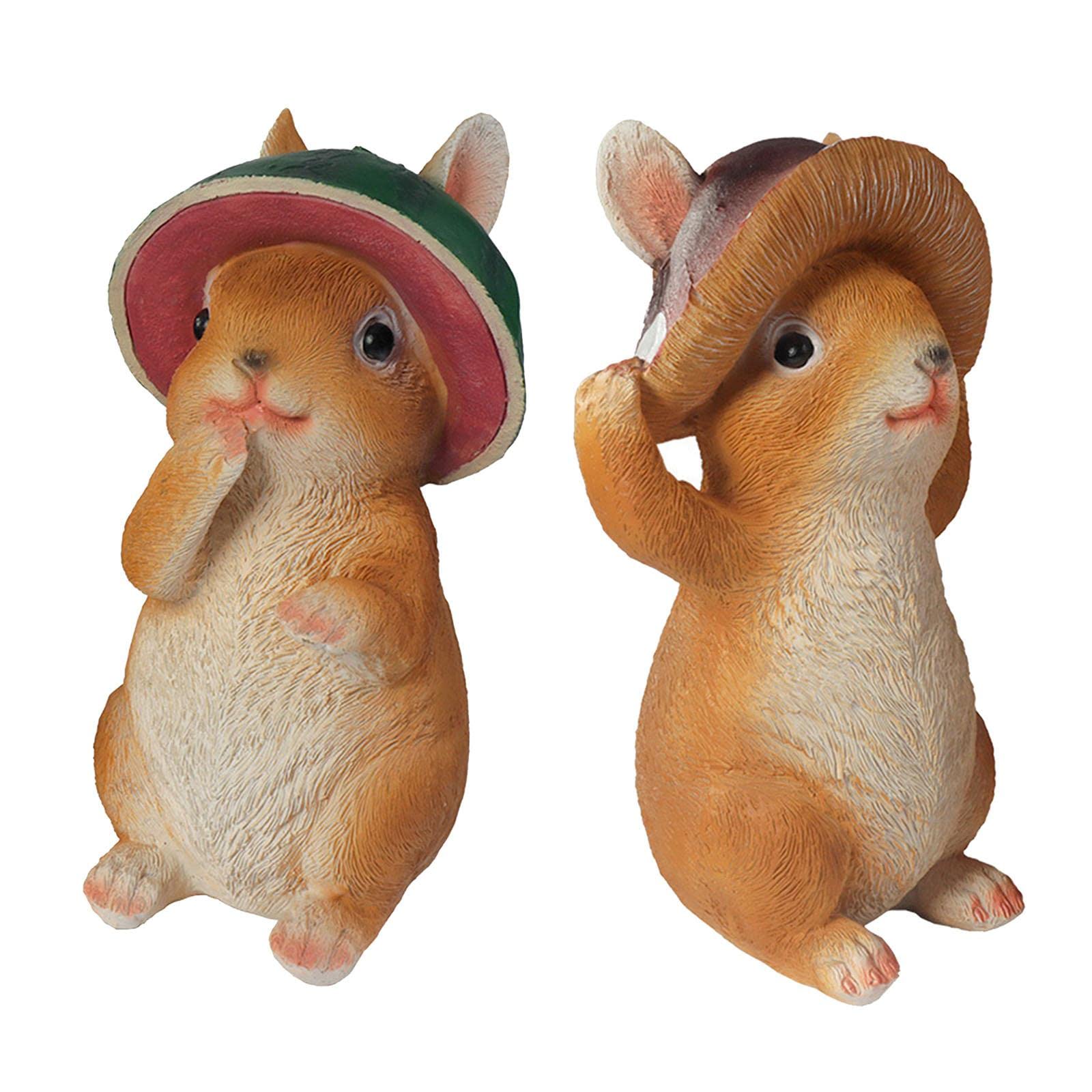 FAKEME 2X Garden Rabbit Statue - Outdoor Decor for Patio, Lawn, Deck - Cute Bunny Sculpture for Home & Garden Decoration - Perfect for Spring, Easter & Backyard Landscaping