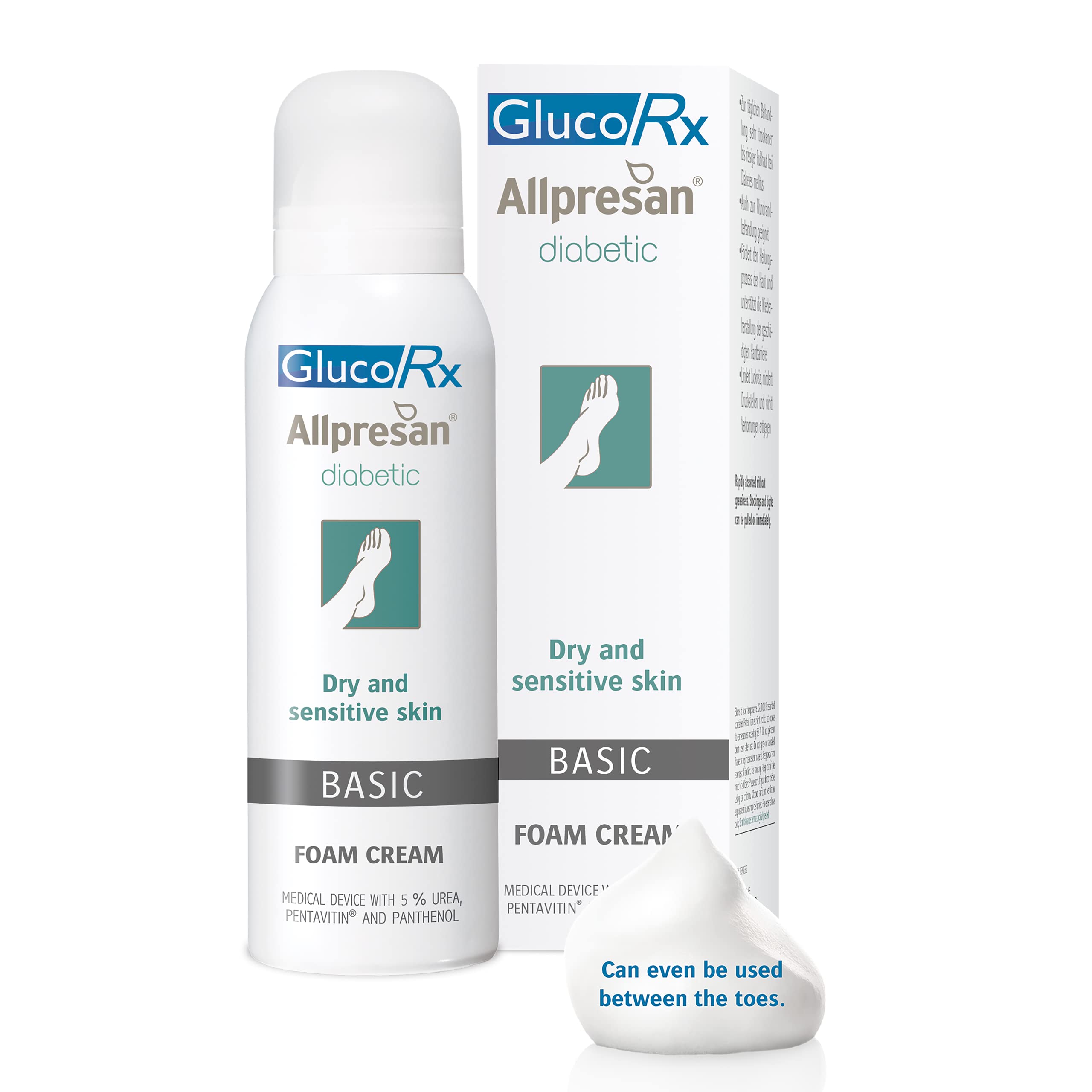 GlucoRx Allpresan Diabetic Foot Foam Cream - 125ml Moisturizing & Protective Foot Care for Diabetes - Ideal for Dry, Cracked Heels & Diabetic Foot Care Routine