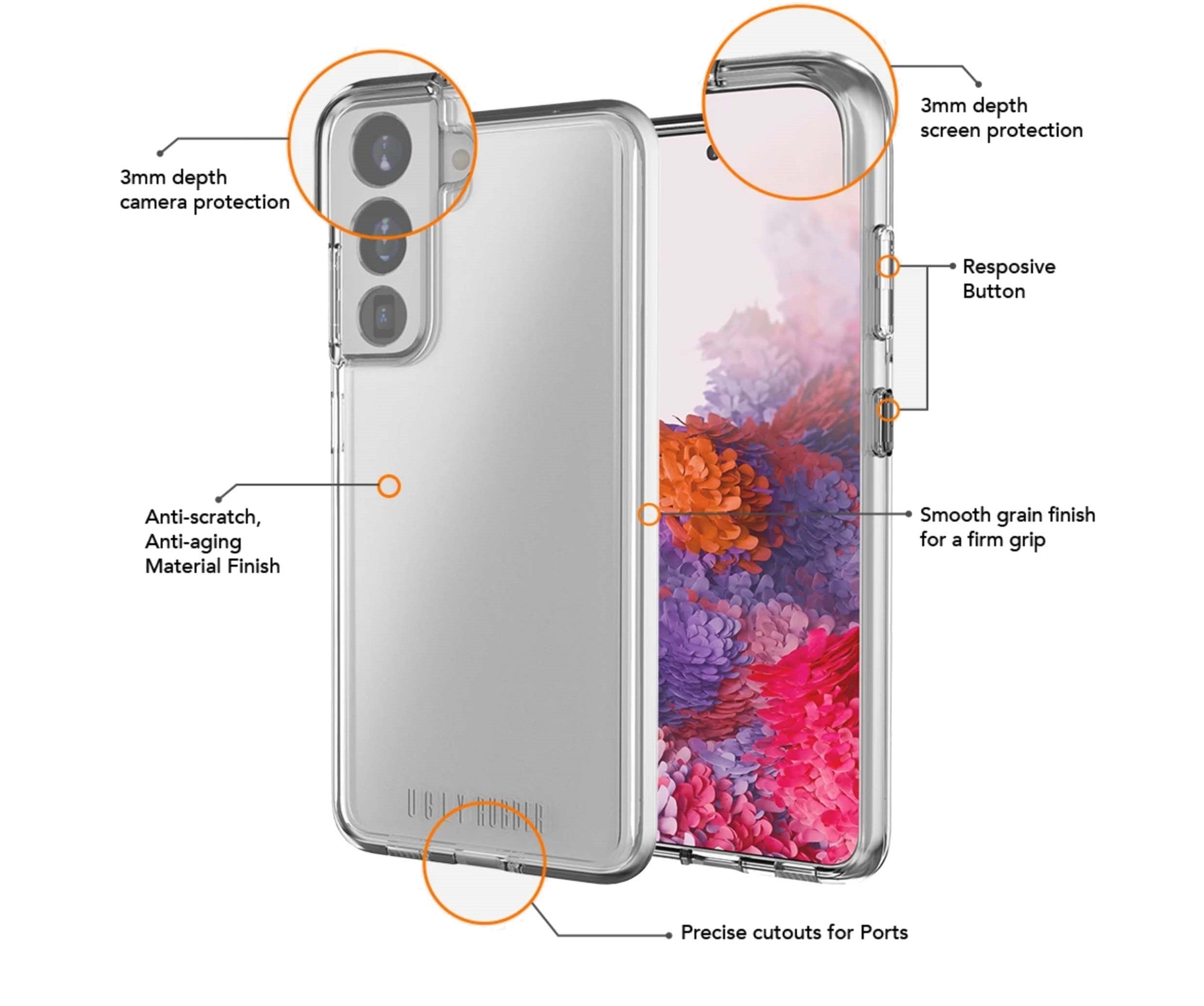 Durable Clear Rubber Armor Case for Samsung Galaxy S22 Ultra/Plus - Shockproof Slim Protective Phone Cover for Everyday Use & Outdoor Activities