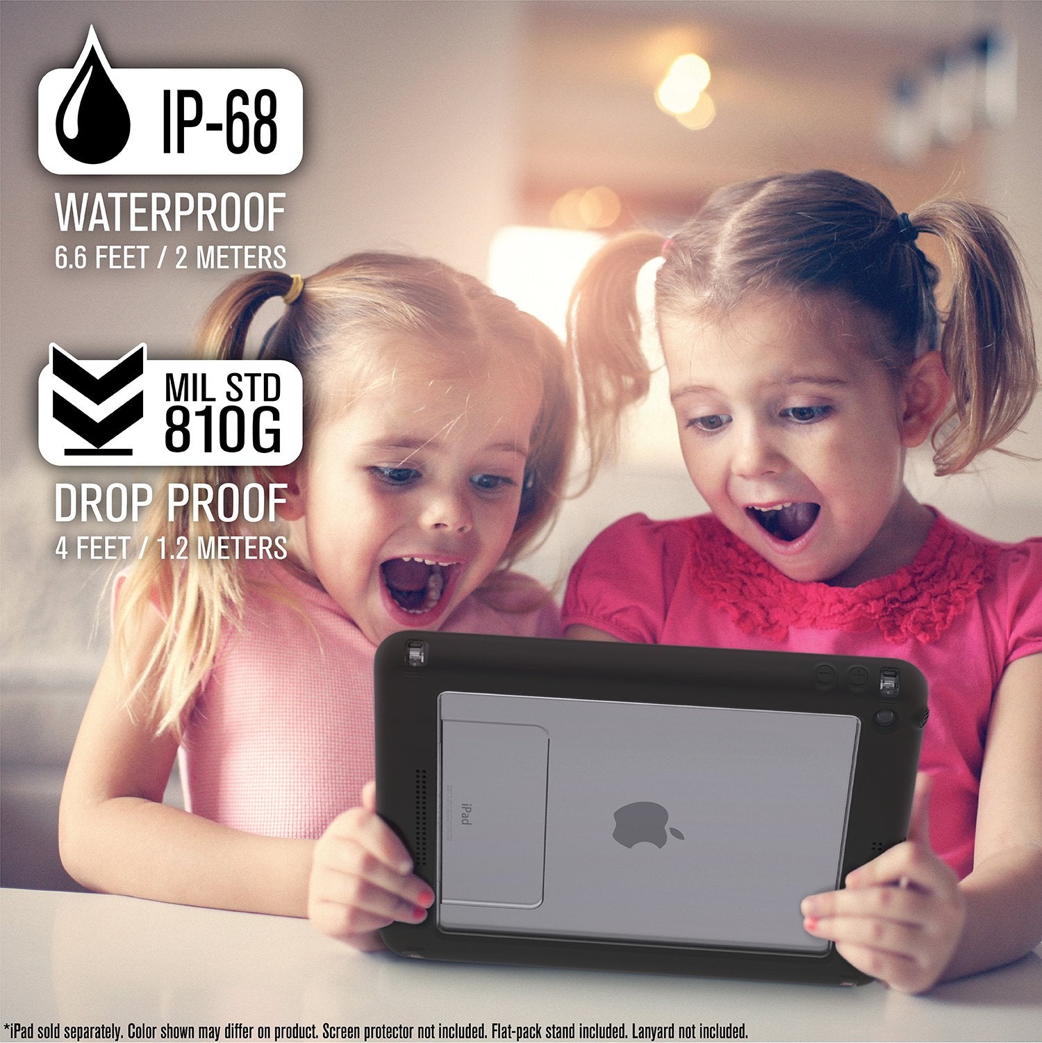 Waterproof Case for iPad 6th & 5th Generation (9.7 Inch) - Shockproof Protective Cover for Swimming, Beach & Outdoor Activities