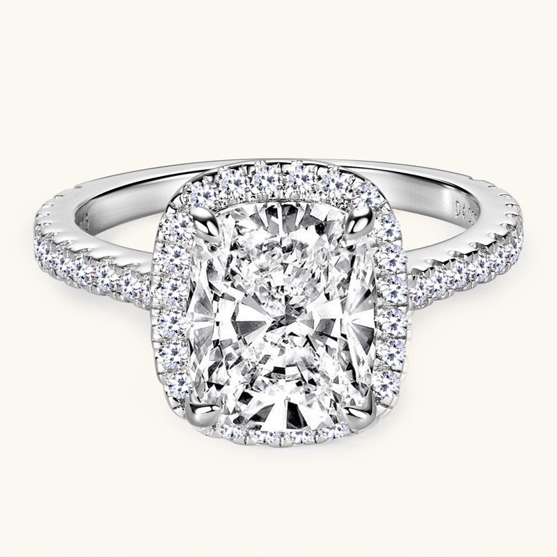 4CT Premium Moissanite Halo Engagement Ring for Women - Sparkling Diamond Alternative Wedding Band, Perfect for Proposals, Anniversaries & Special Occasions