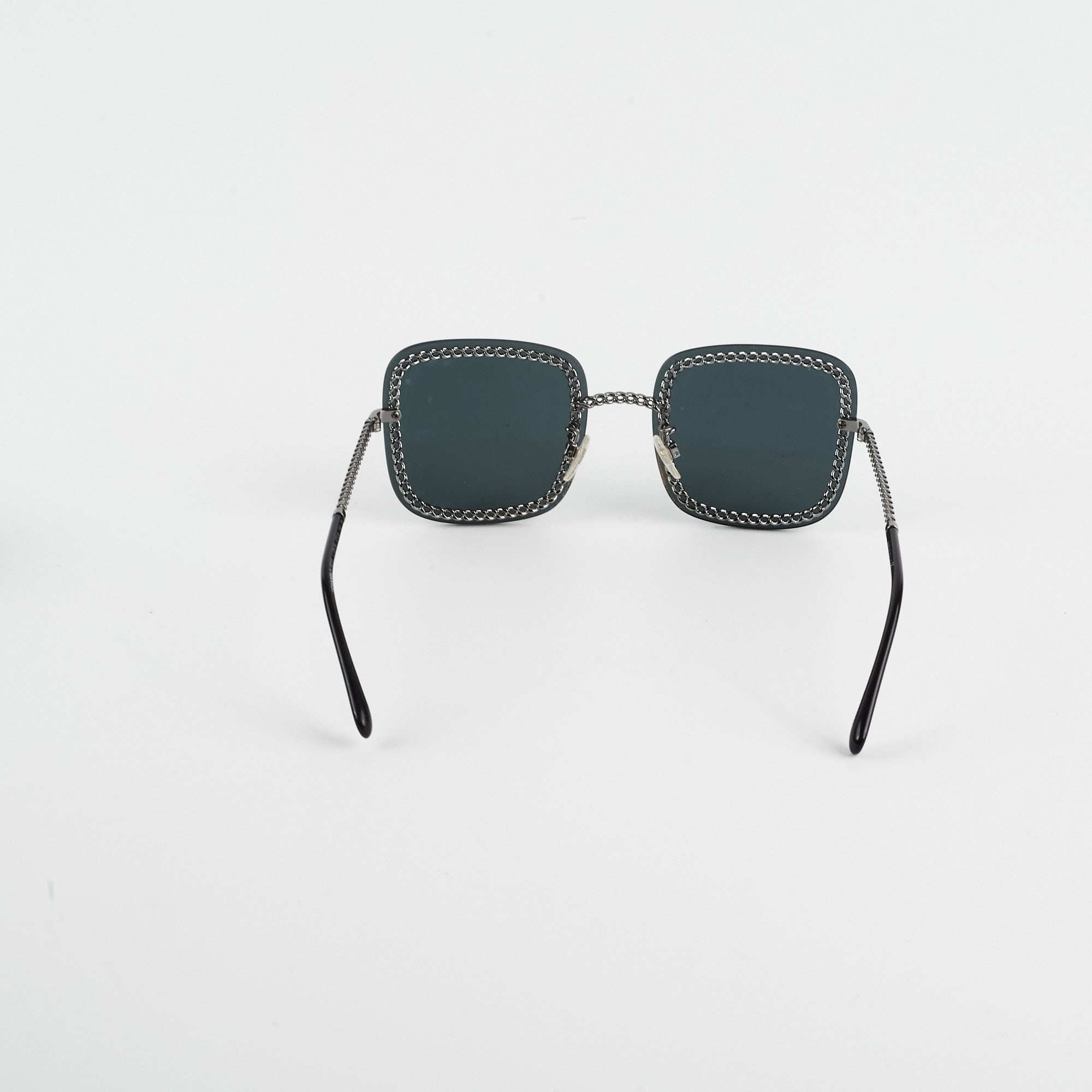Chanel Square Sunglasses for Women - Grey/Gunmetal Black Frame with Chain - Luxury Fashion Sunglasses for Beach, Driving & Outdoor Activities