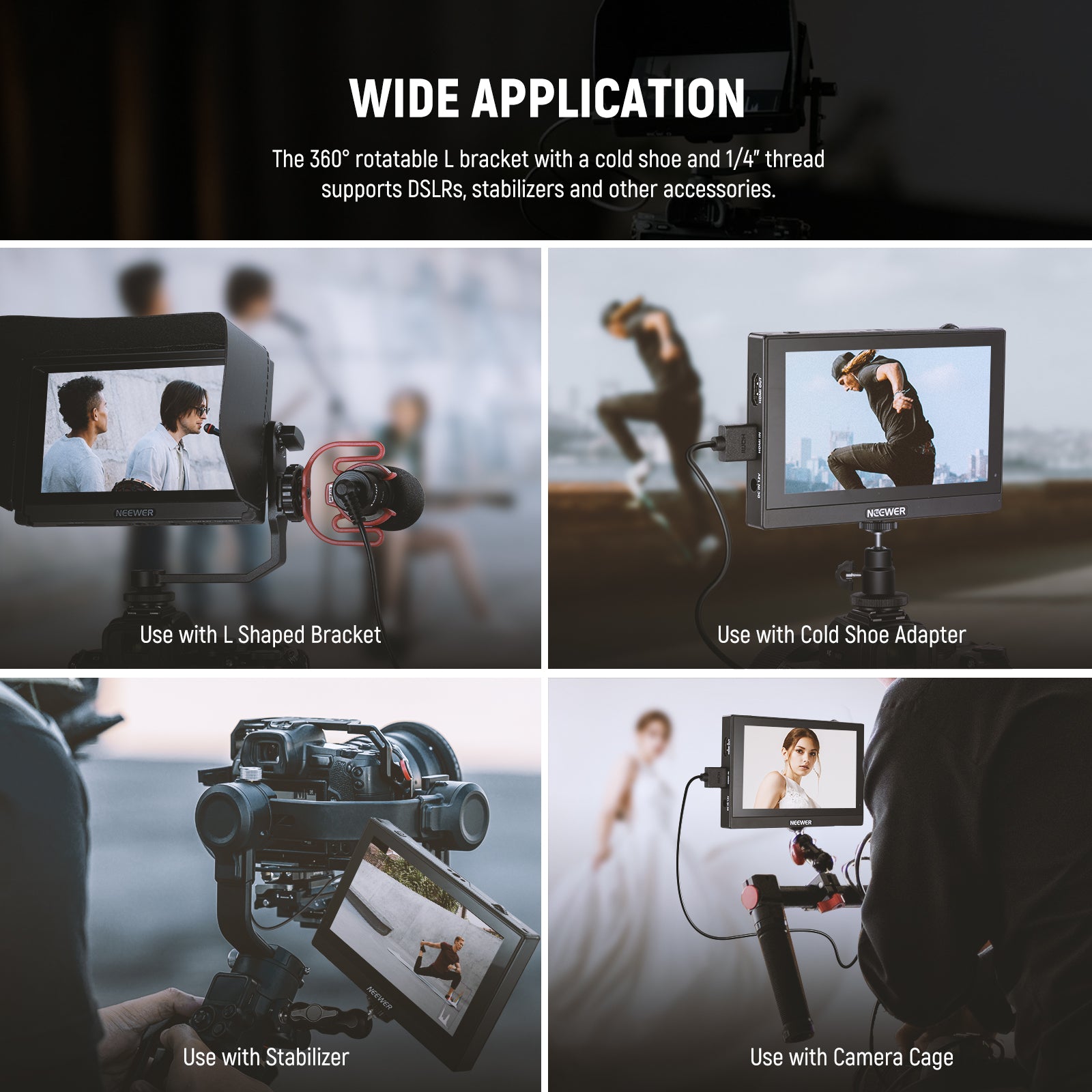 NEEWER F500 5.5 Inch Camera Field Monitor with HDMI Input - On-Camera LCD Screen for DSLR & Mirrorless Cameras - Perfect for Filmmaking, Photography & Video Production