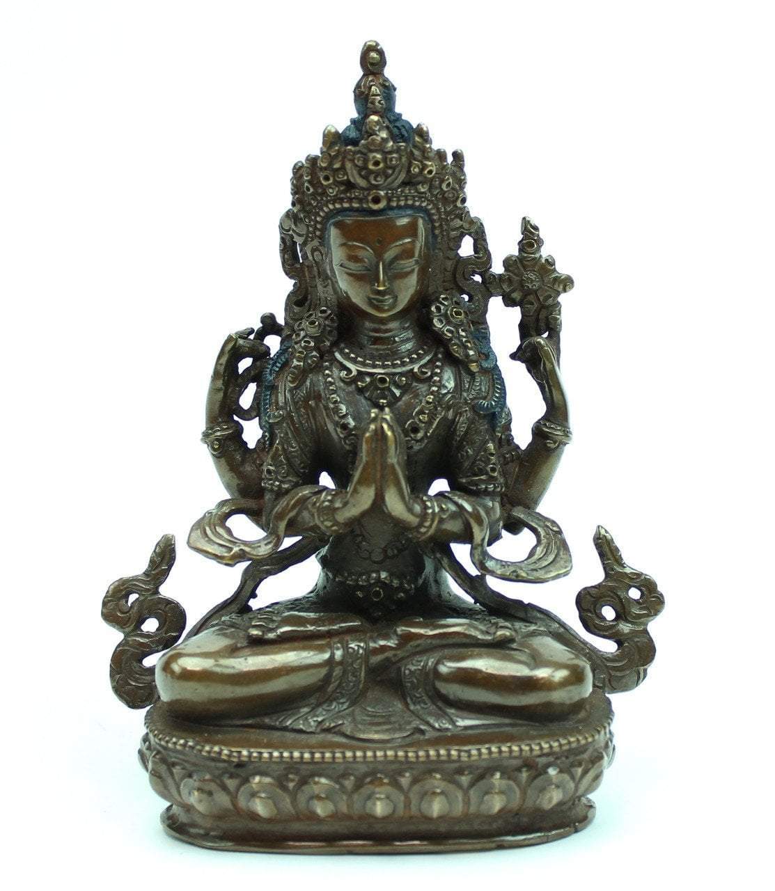 5 Inch Chenrezig Bronze Statue - Tibetan Buddhist Meditation Statue for Home Altar & Spiritual Decor | Perfect for Yoga Studios, Meditation Spaces & Gift Giving
