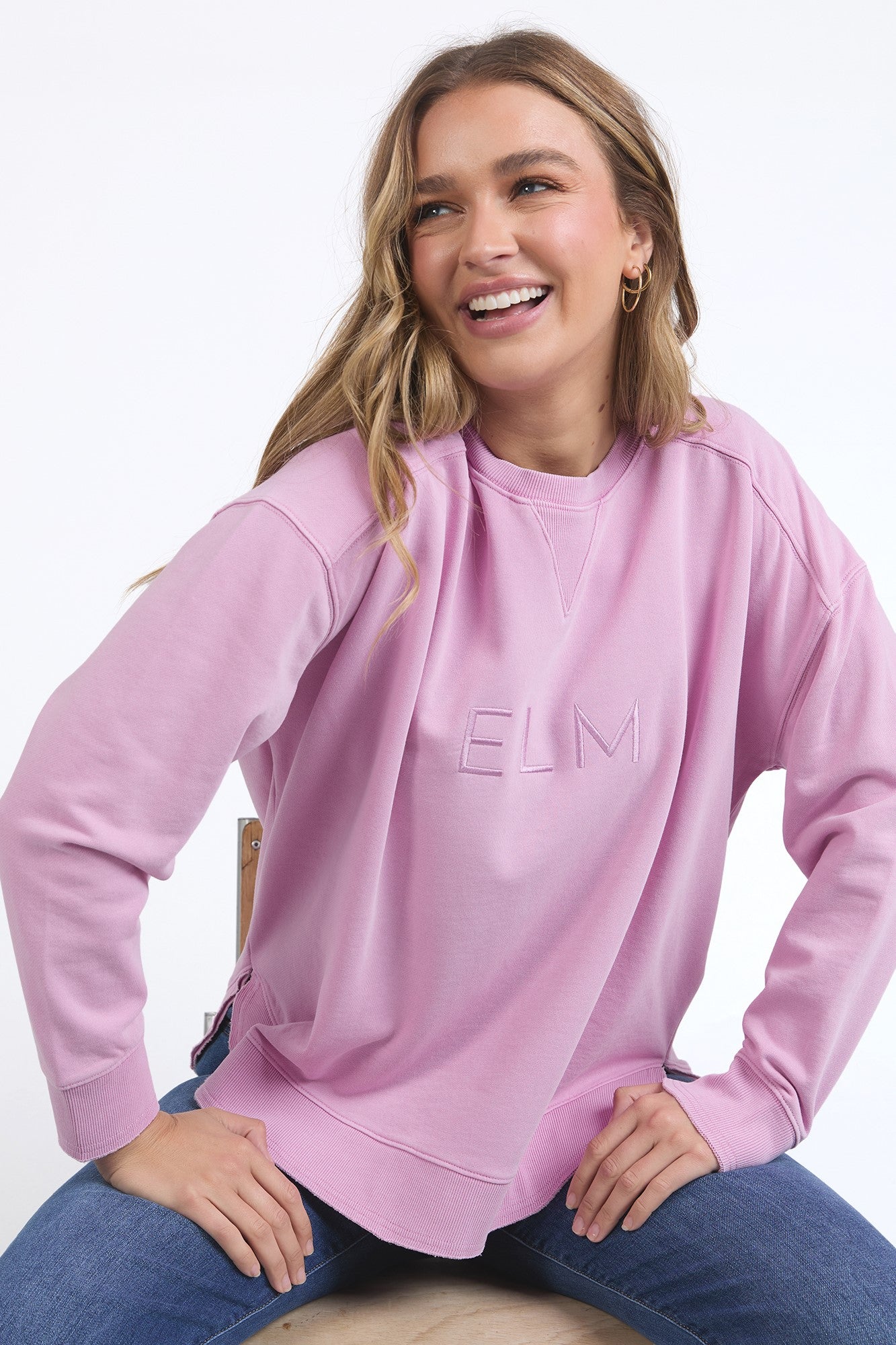 Elm Established Crew Neck T-Shirt for Women - Soft Cotton Peony Pink Top - Perfect for Casual Wear, Layering & Everyday Outfits