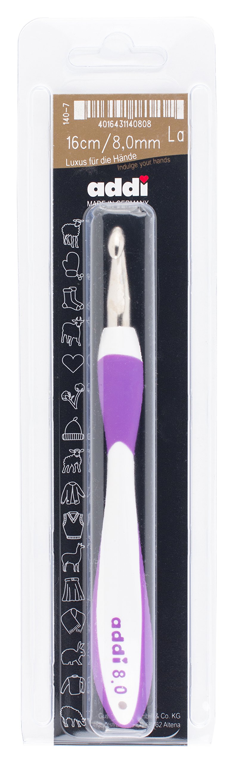 Addi Swing Crochet Hooks - 8mm Ergonomic Purple Knitting Needles for Comfortable Yarn Crafting | Perfect for Amigurumi, Scarves & Blankets