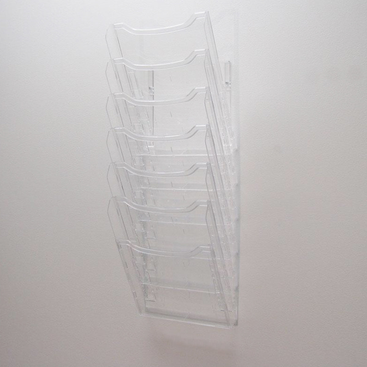 12-Pocket Crystal Clear Cascading Magazine Rack - Space-Saving Modular Wall Organizer for Office, Home & Library - Expandable Top to Bottom & Side by Side - Perfect for Books, Magazines, Catalogs & Office Literature Display
