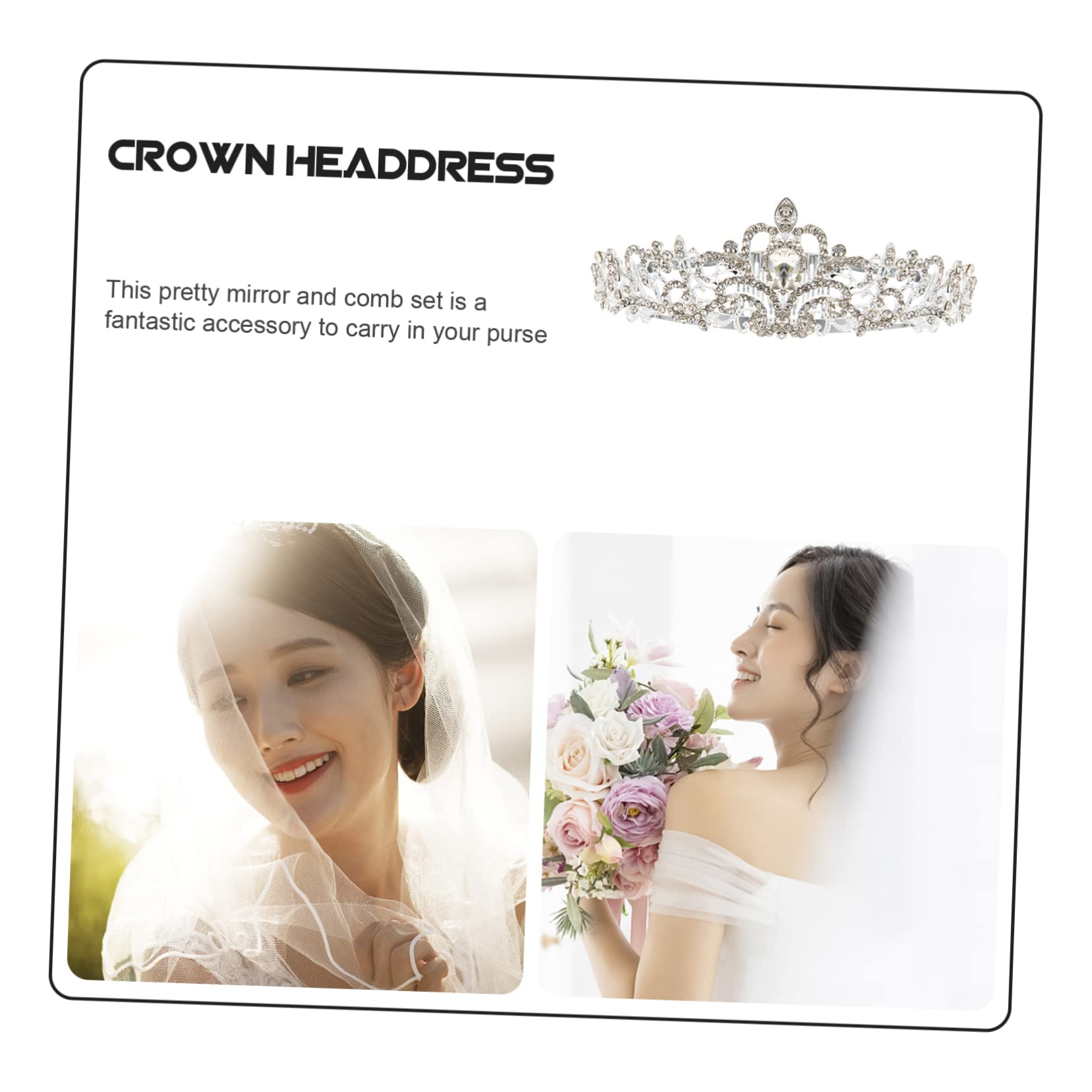 2 Pcs Rhinestone Crystal Crown Floral Headpiece - Wedding Tiara Hair Accessories for Bride, Flower Girl, Prom & Special Occasions