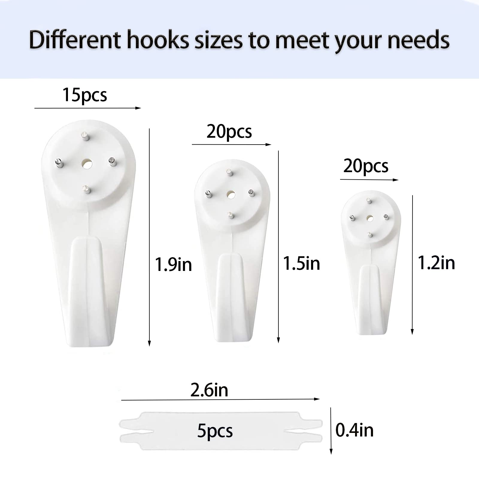 60Pcs Picture Hanging Hooks Kit - No Trace Wall Hangers for Drywall & Hard Walls - White Frame Fixing Hangers for Photos, Paintings & Artwork - Perfect for Home, Office & Gallery Decor