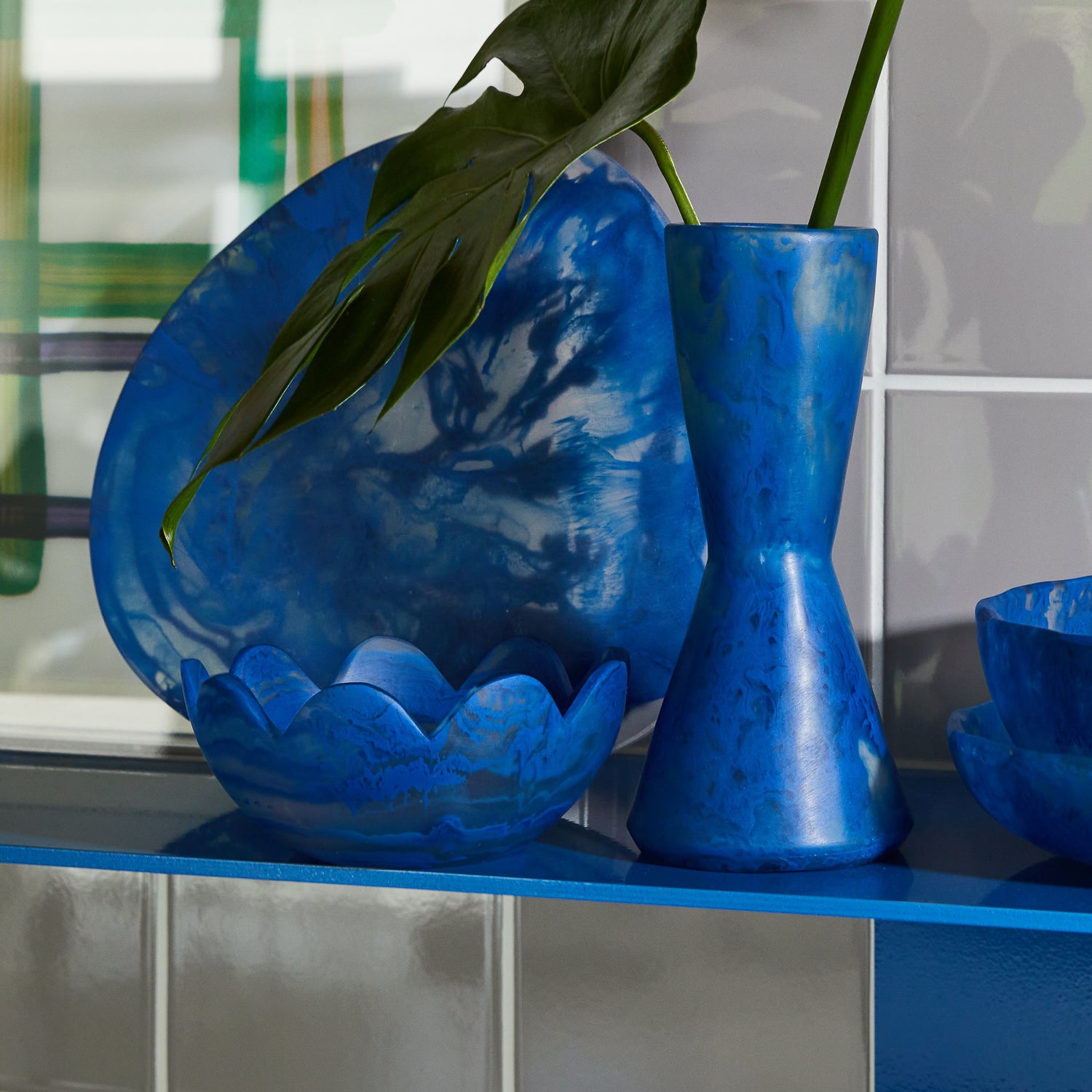Lapis Blue Petal Bowl - Elegant Ceramic Serving Bowl for Salads, Desserts & Snacks | Perfect for Dinner Parties, Home Decor & Gift Giving