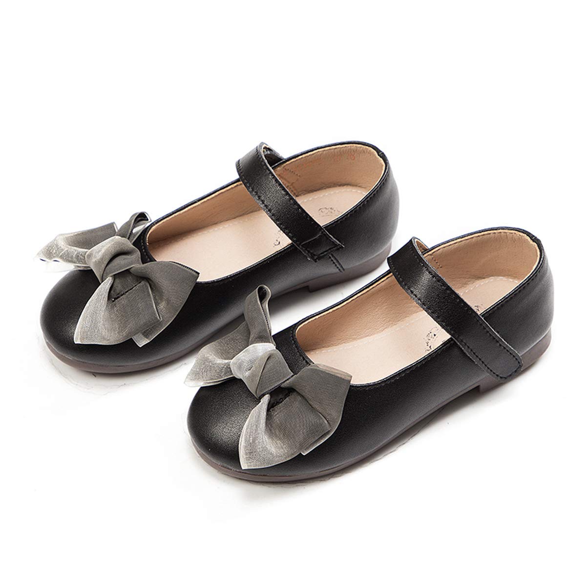 Genuine Leather Mary Jane Shoes for Girls - Round Toe with Bows, Princess Style School & Party Dress Shoes | Perfect for Weddings, Holidays, and Special Occasions