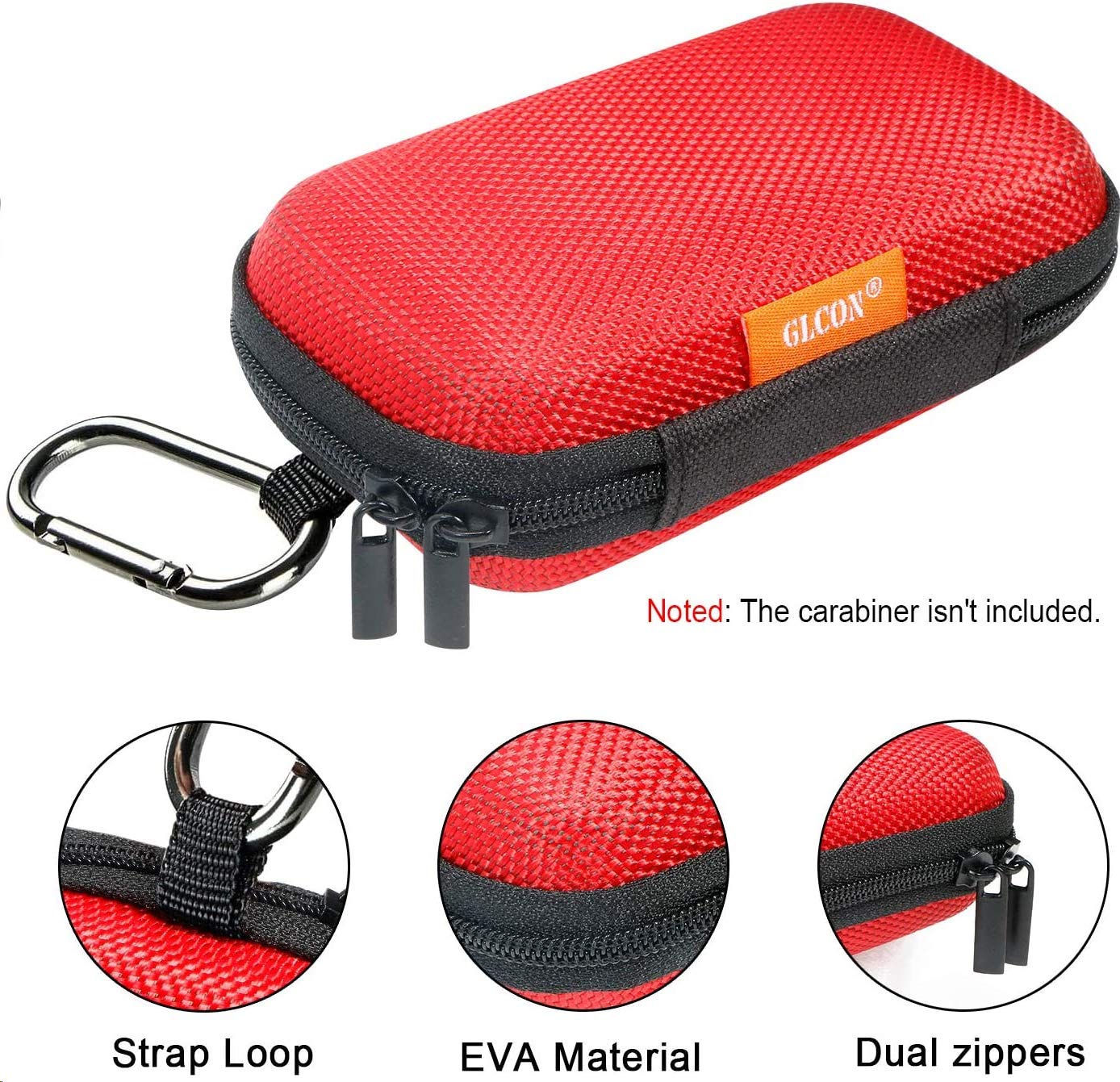 Red Rectangle Small EVA Case - Durable Hard Shell Zipper Pouch for AirPods, Earbuds, Headphones, Chargers & USB Cables | Portable Travel Organizer for Electronics & Small Accessories | Perfect for Commuting, Gym & Daily Use