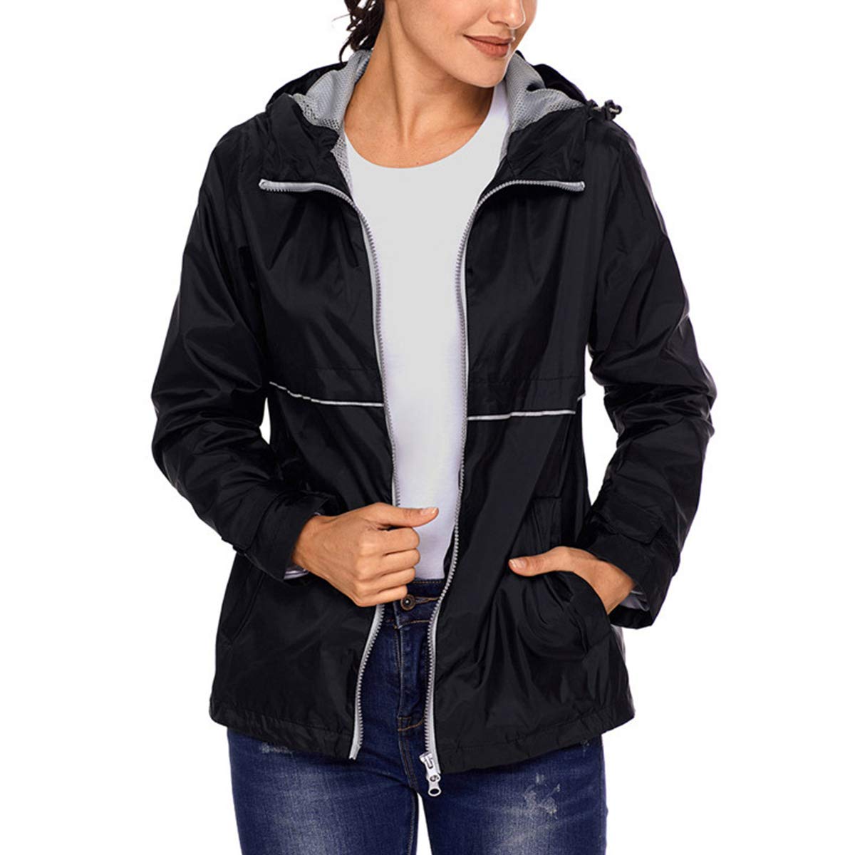 FAXIKIO Women's Waterproof Rain Jacket - Lightweight Hooded Windbreaker for Outdoor Activities, Hiking & Travel | All-Weather Protection