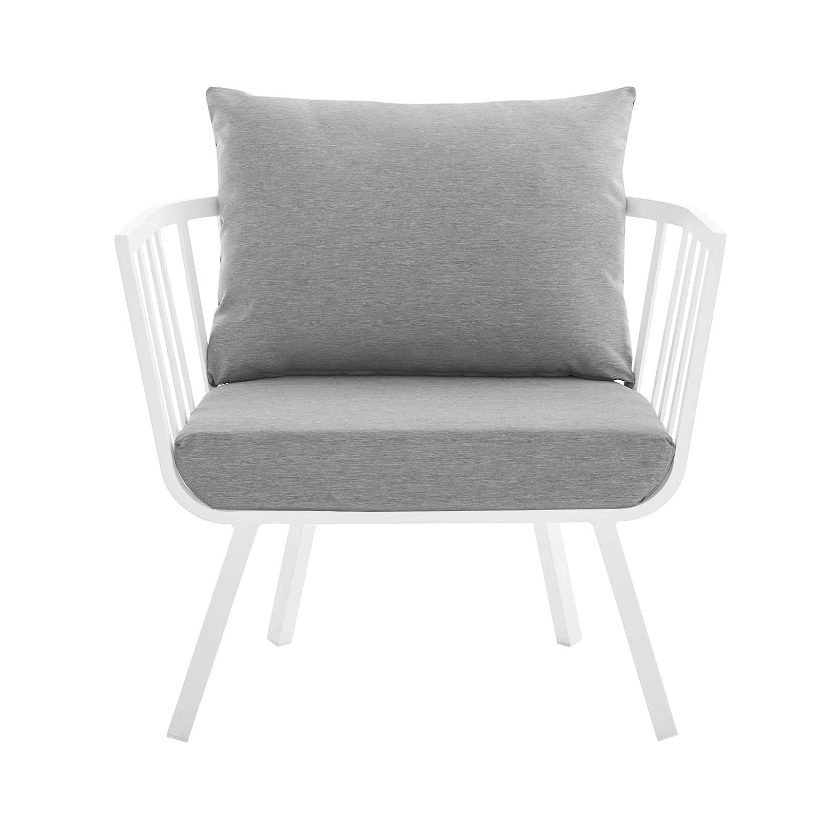 Modway Riverside Outdoor Patio Armchair - Water-Resistant White Gray Wicker Lounge Chair for Backyard, Poolside & Garden Relaxation