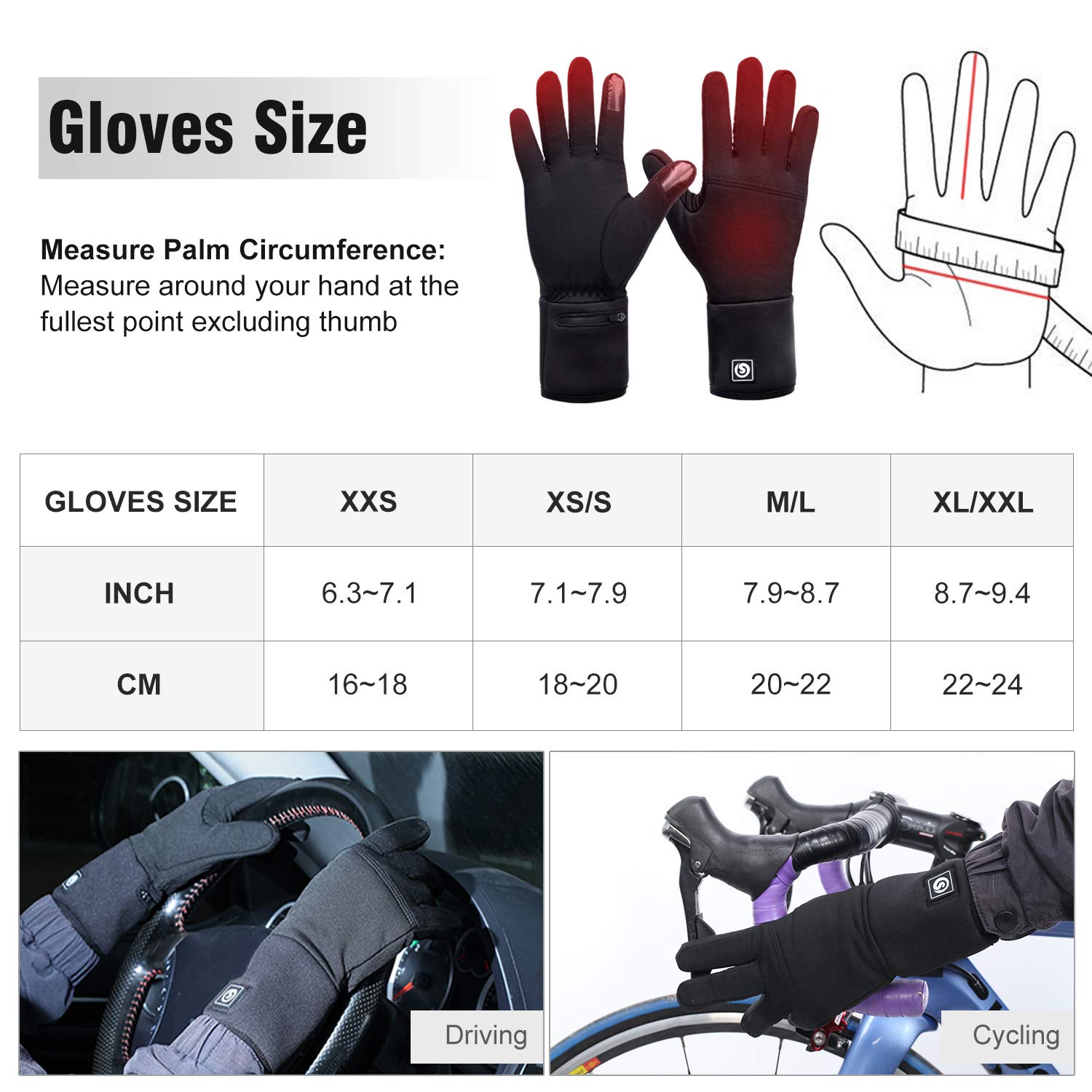 SAVIOR HEAT Rechargeable Battery Heated Glove Liners for Men & Women - Electric Winter Warm Thin Gloves for Skiing, Snowboarding, Hiking, Cycling - Perfect Hand Warmers for Outdoor Activities in Cold Weather