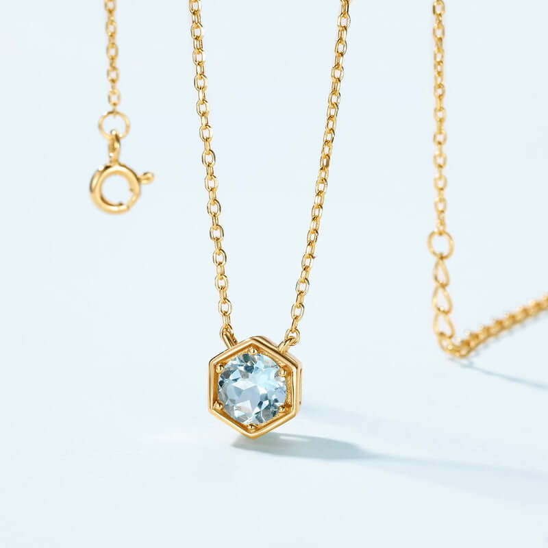 Hexagon Bezel Birthstone Necklace - Personalized Gemstone Jewelry for Women | NL812 | Perfect Gift for Birthday, Anniversary & Mother's Day