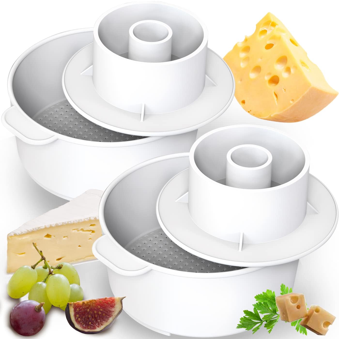 Premium Cheese Mold Kit - 2-Piece Cheese Making Supplies Set for Pressing Semi-Soft & Hard Cheeses | Paneer Maker & DIY Cheese Press Tools | Perfect for Home Cheesemaking, Gifts & Culinary Classes