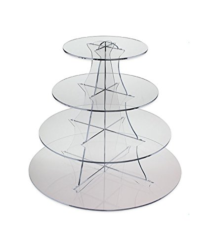 16 Inch 4 Tier Clear Acrylic Display Stand for Cupcakes, Desserts, Figurines - Perfect for Bakery Showcase, Party Decor, Retail Store Merchandising