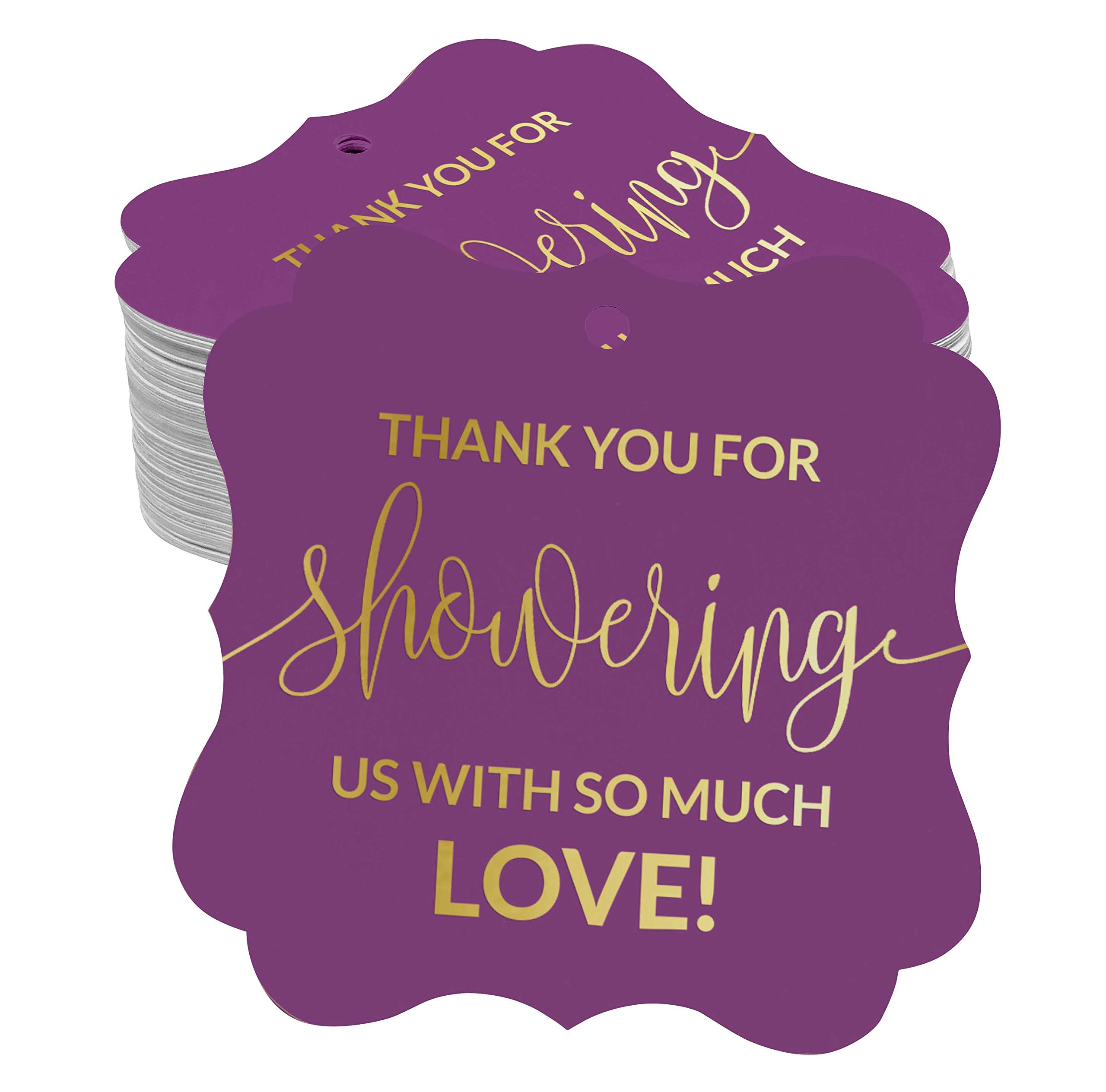 100pcs Real Gold Foil Bracket Shaped Thank You Tags - Elegant Baby Shower & Bridal Party Favors - Perfect for Gift Wrapping, Wedding Decorations and Party Favors
