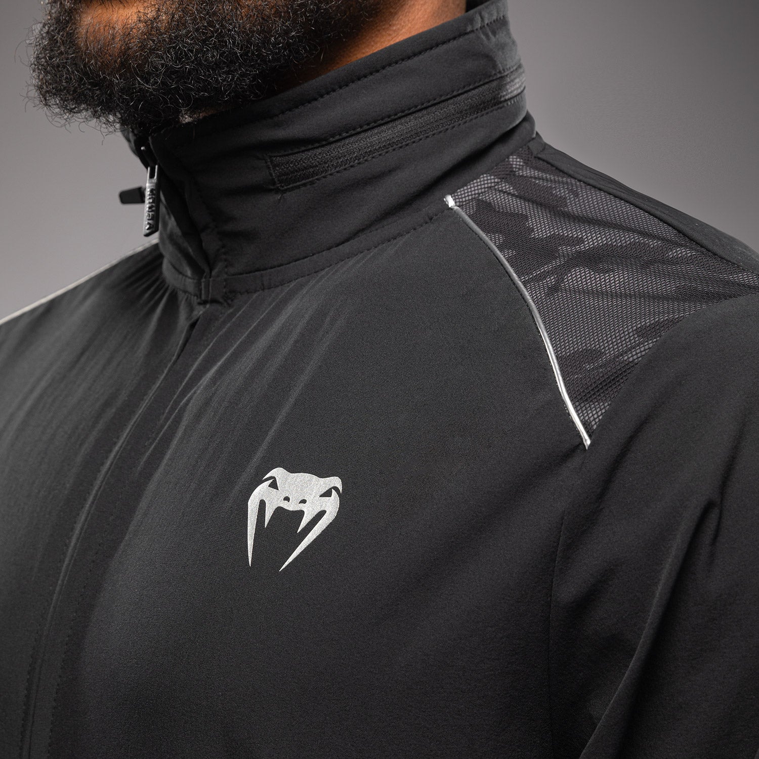 Venum x Polaris Track Jacket - Black/Storm Grey - Lightweight Training & Running Jacket for Men - Perfect for Gym, Jogging & Outdoor Sports